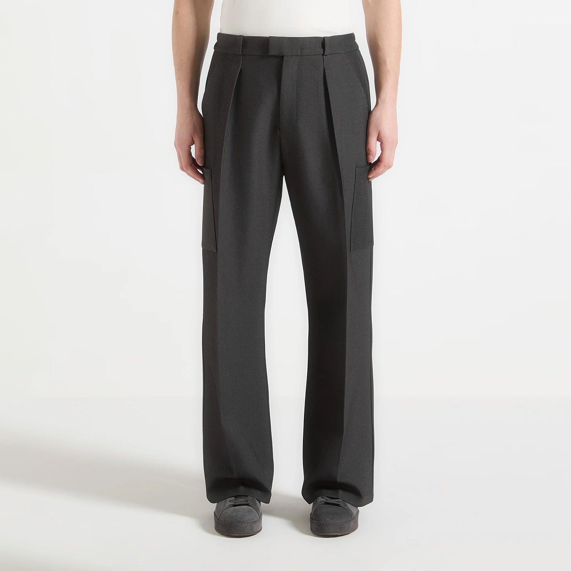 Grey - Maniere De Voir - Men’s Relaxed Fit Pleated Pocket Trousers - 3