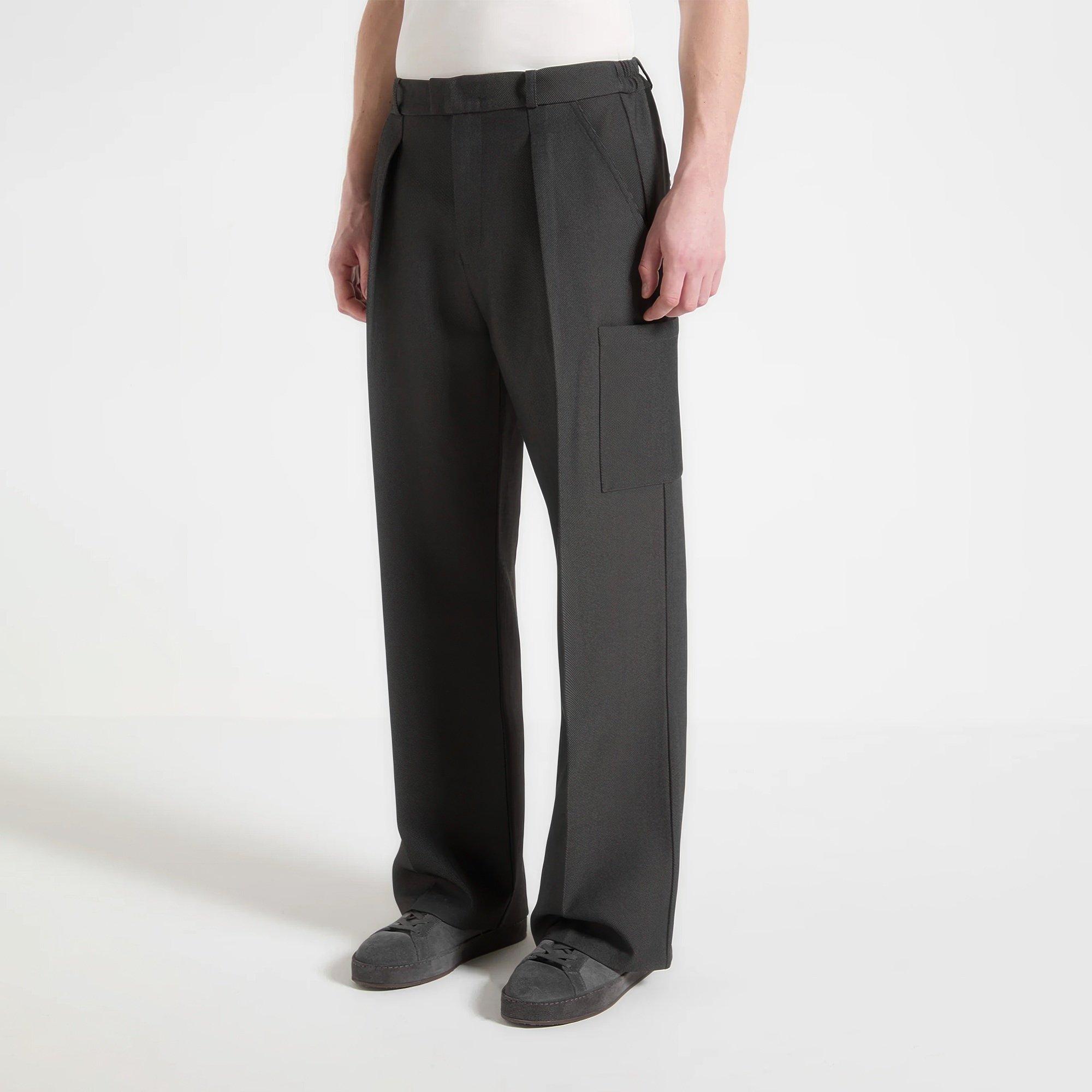 Grey - Maniere De Voir - Men’s Relaxed Fit Pleated Pocket Trousers - 8