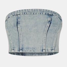 Missy Empire Washed Denim Corset Top