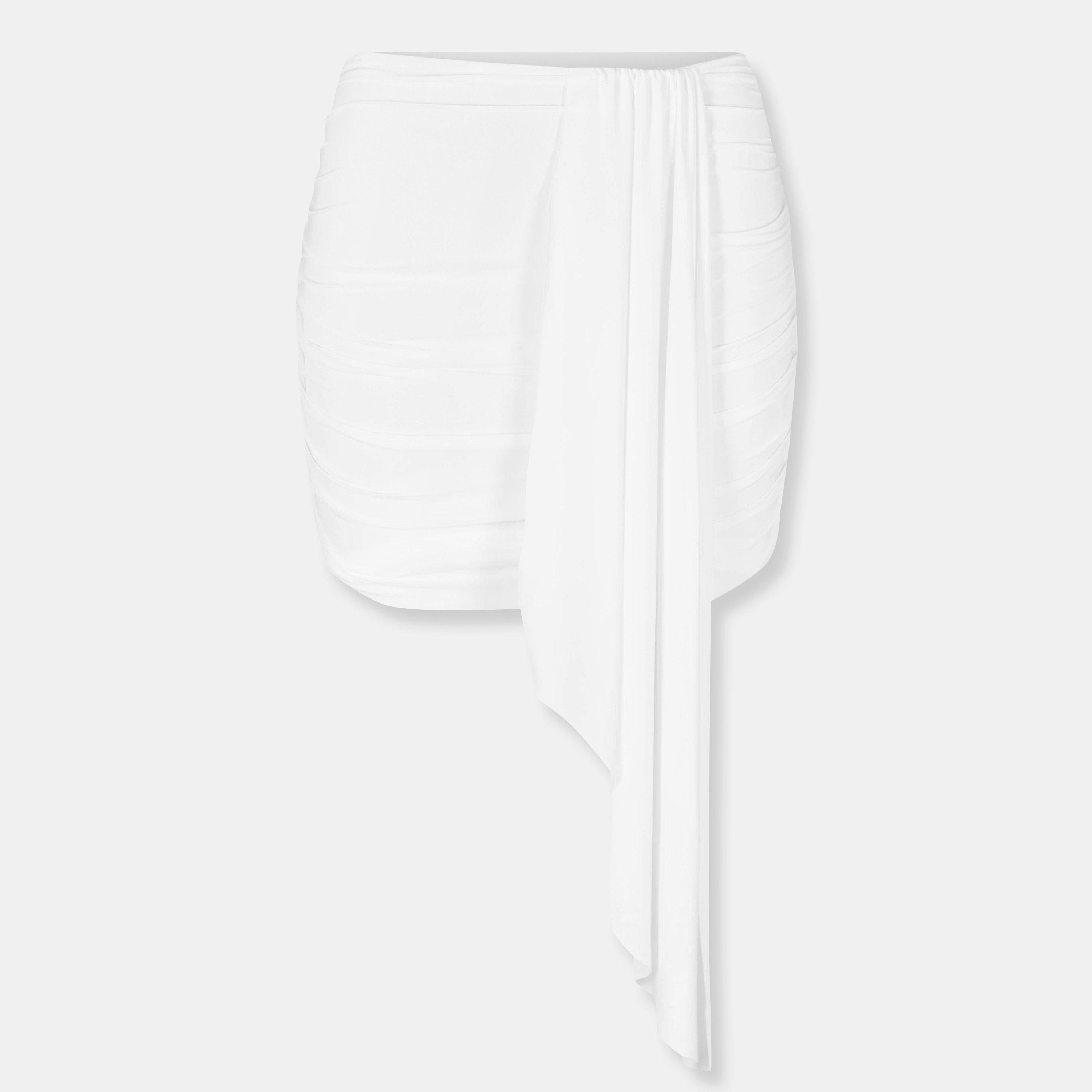 Missy Empire Women's Slinky Drape Detail Mini Skirt - White - 14 (L)