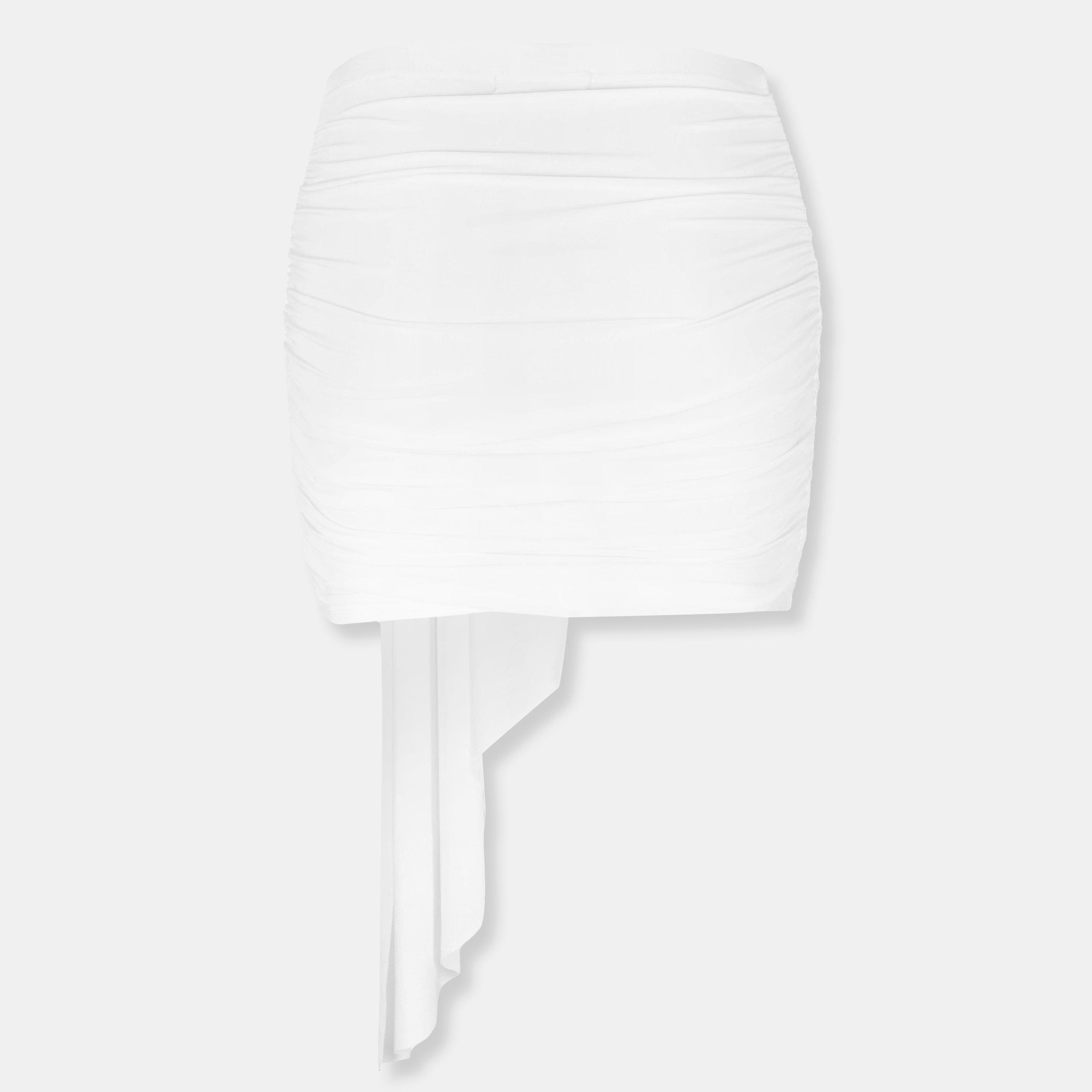 White - Missy Empire - Slinky Drape Detail Mini Skirt - 2