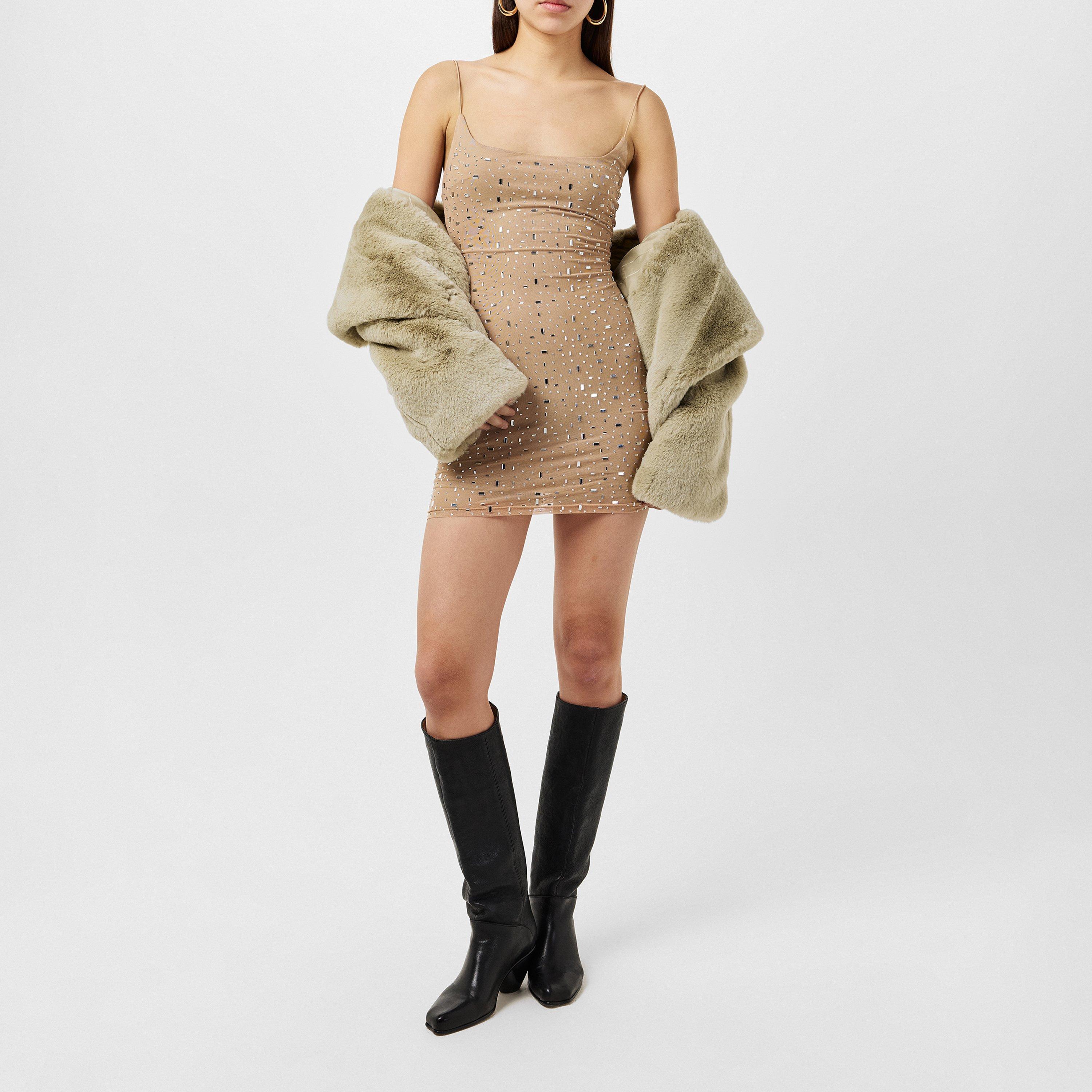 slim fit dress slacks Gaia Gold Beaded Bodycon Mini Dress(FINAL Sale-US Only), M / Gold