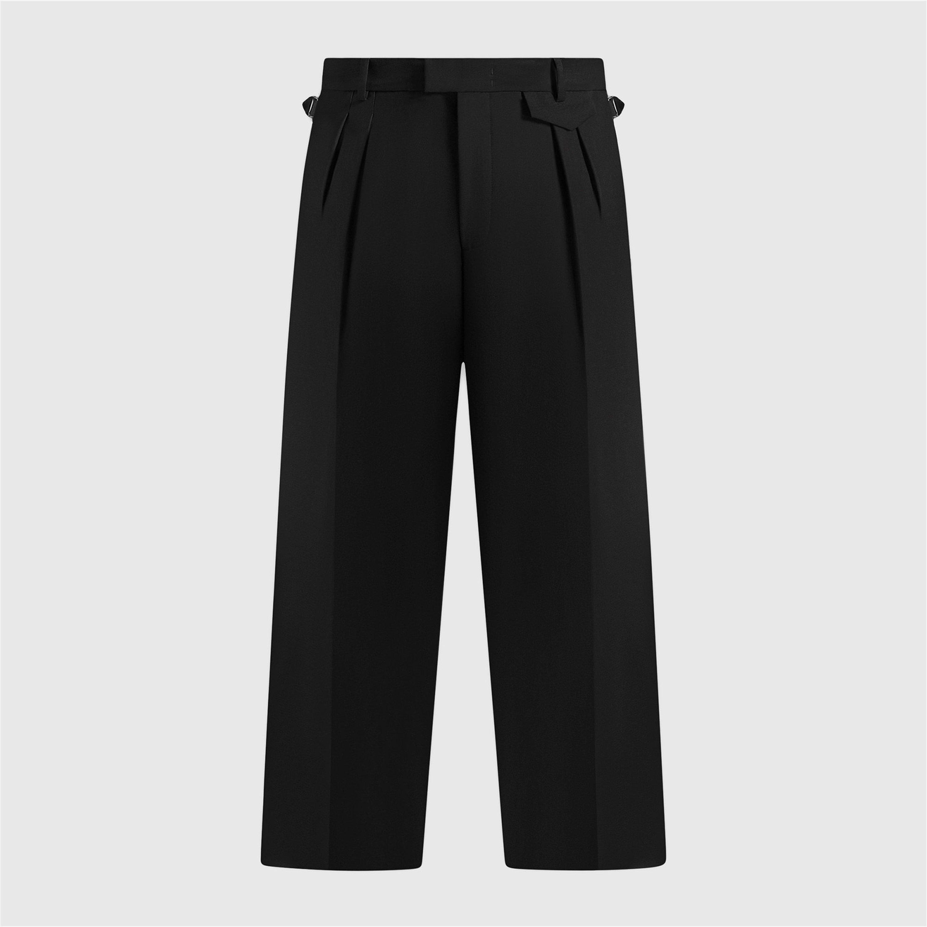 Black - Maniere De Voir - Men’s Relaxed Fit Pleated Tailored Trousers - 1