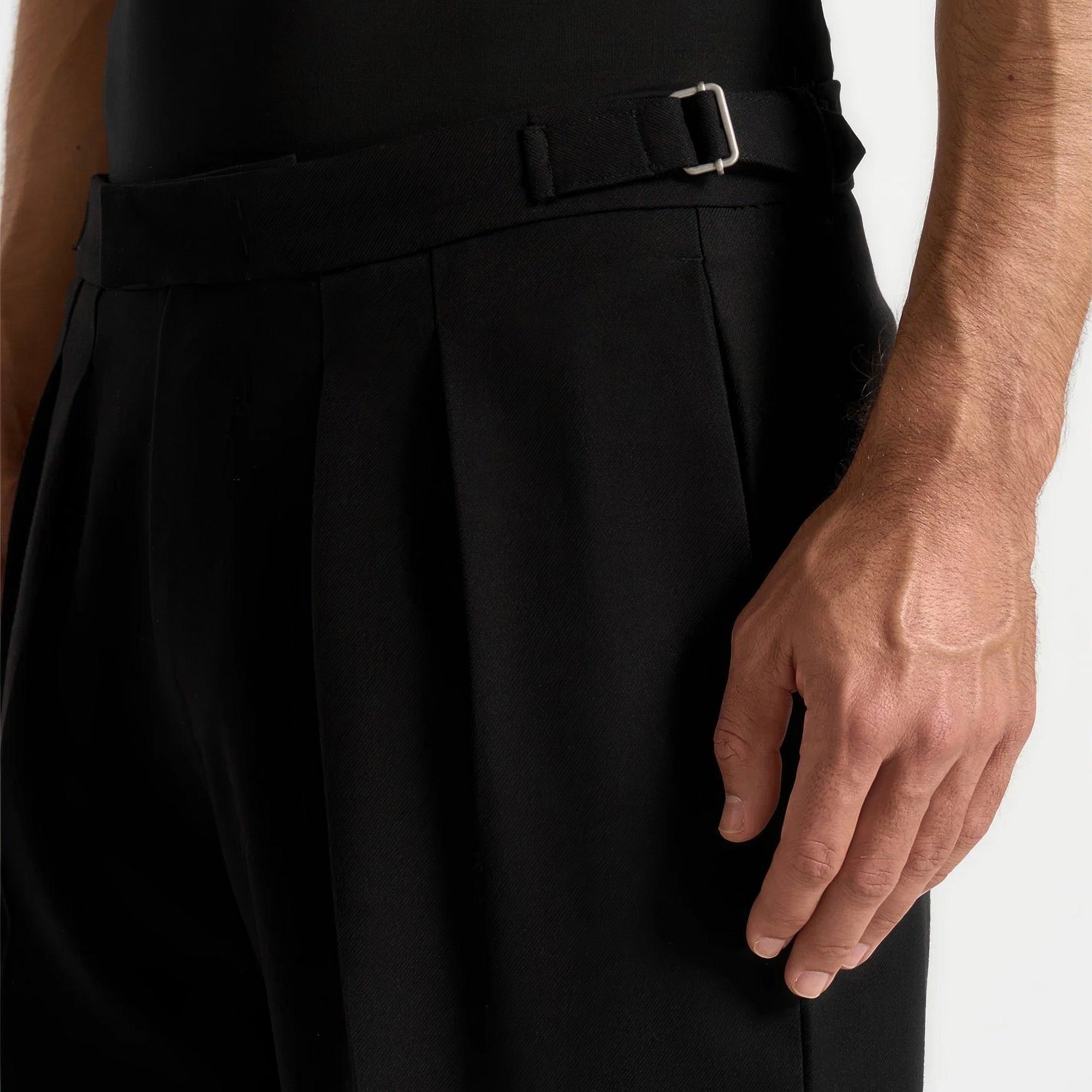 Black - Maniere De Voir - Women’s Relaxed Fit Pleated Tailored Trousers - 5