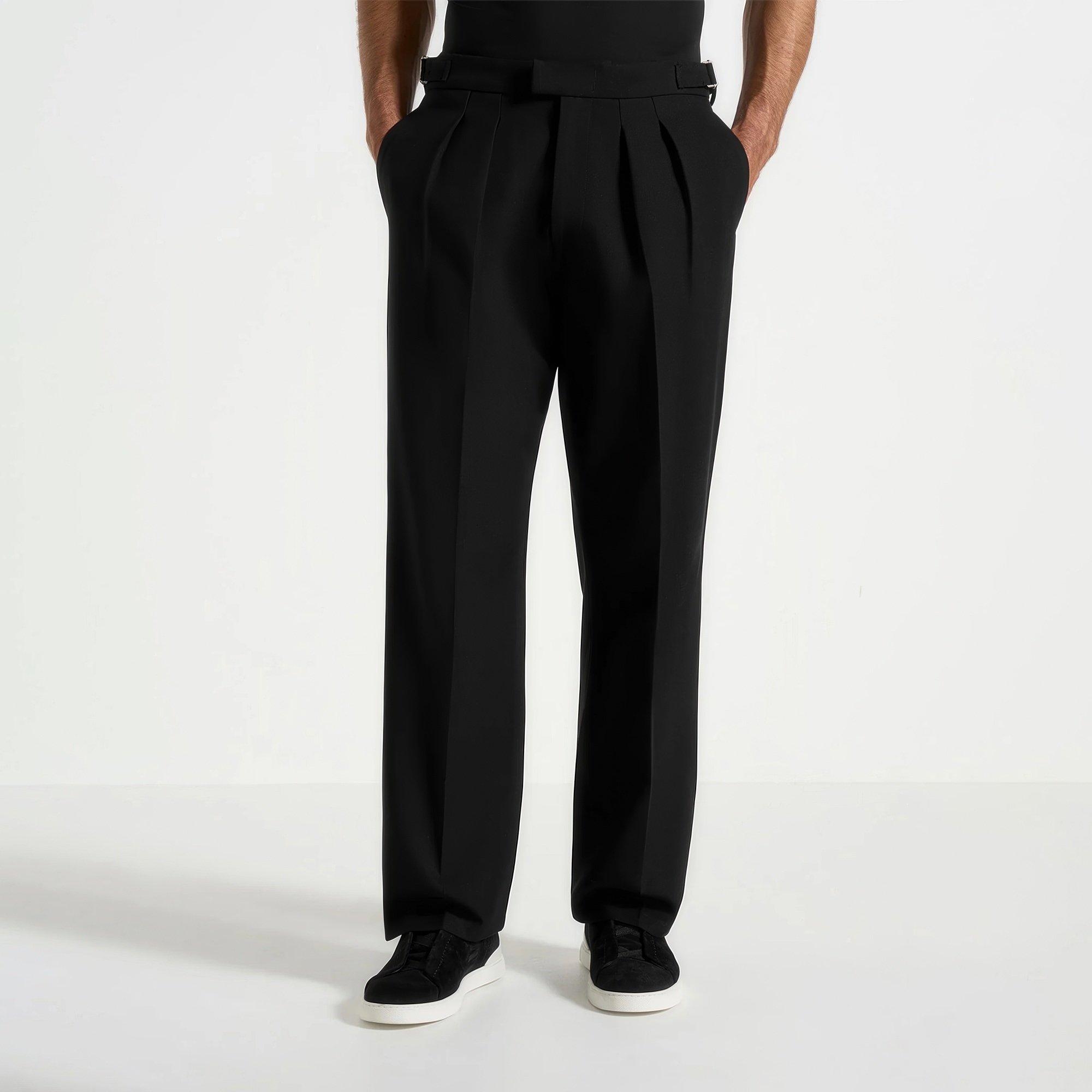 Black - Maniere De Voir - Women’s Relaxed Fit Pleated Tailored Trousers - 7