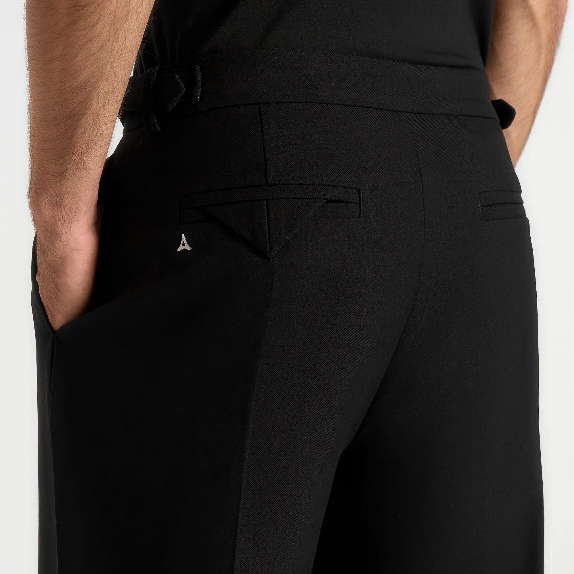 Black - Maniere De Voir - Women’s Relaxed Fit Pleated Tailored Trousers - 8