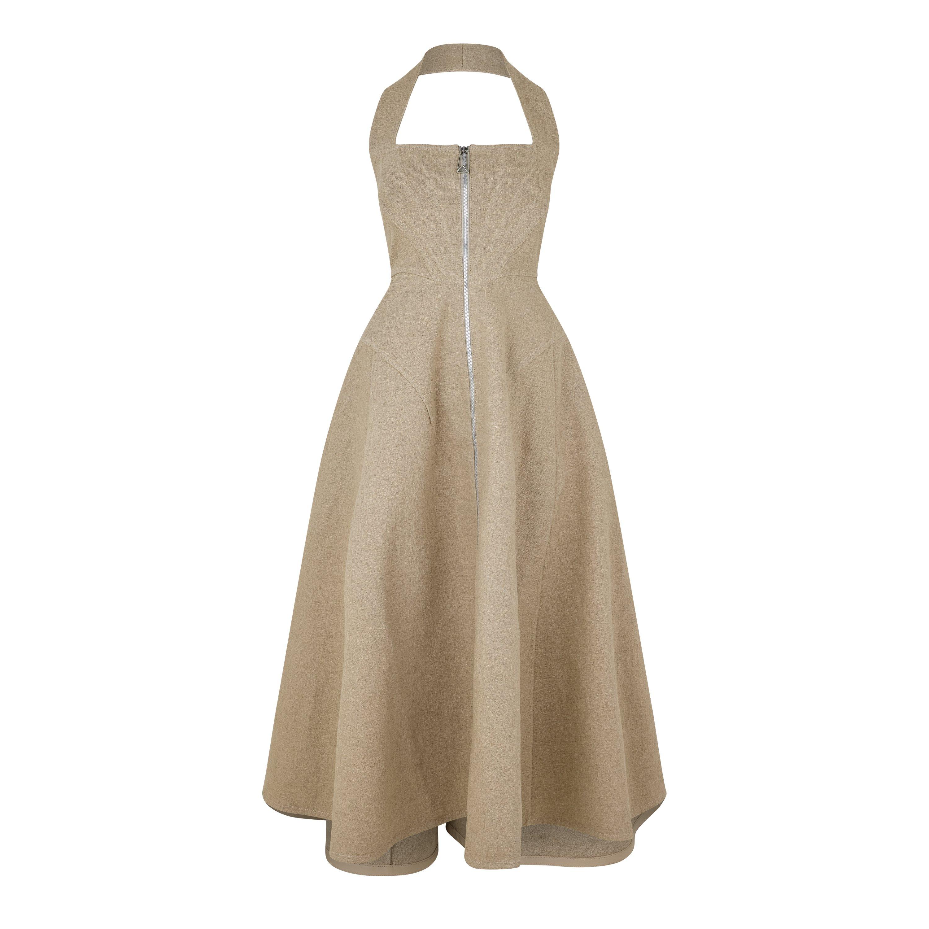 Natural - Bottega Veneta - Women's Mid-Length Structured Fit Tea Dress - 1