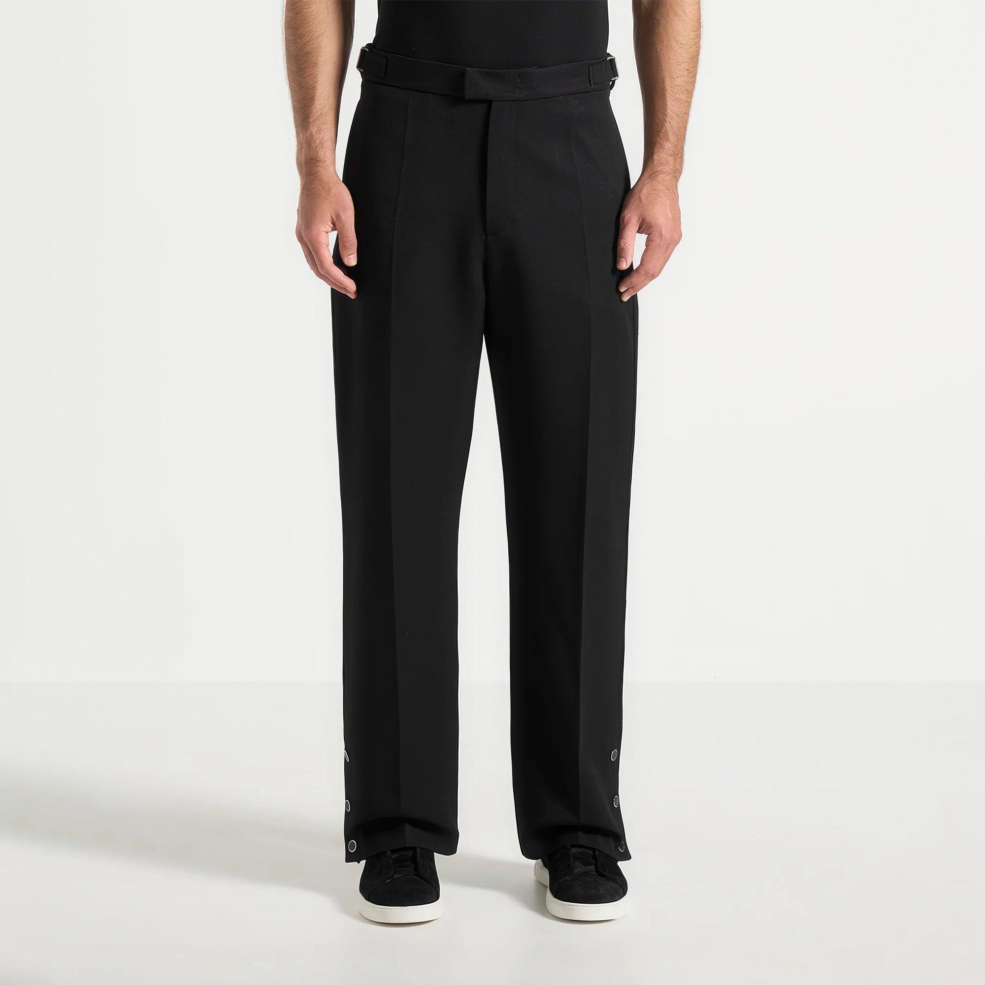 Black - Maniere De Voir - Mens Boris Relaxed Fit Tailored Button Cuff Trousers - 2