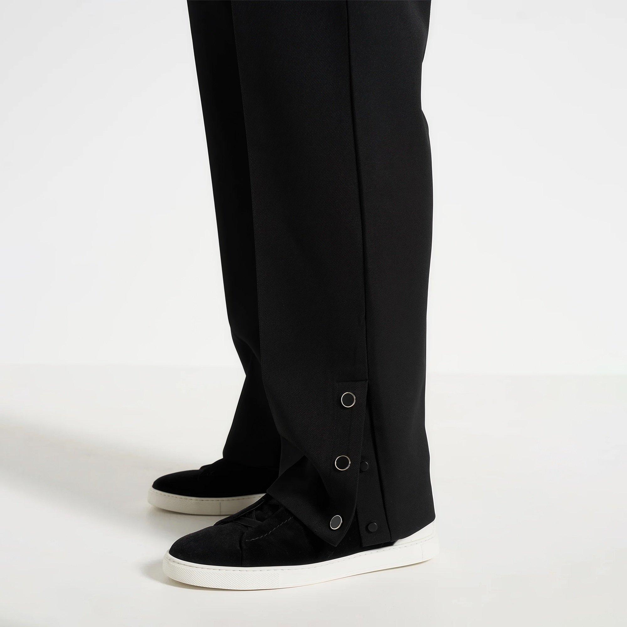 Black - Maniere De Voir - Mens Boris Relaxed Fit Tailored Button Cuff Trousers - 7