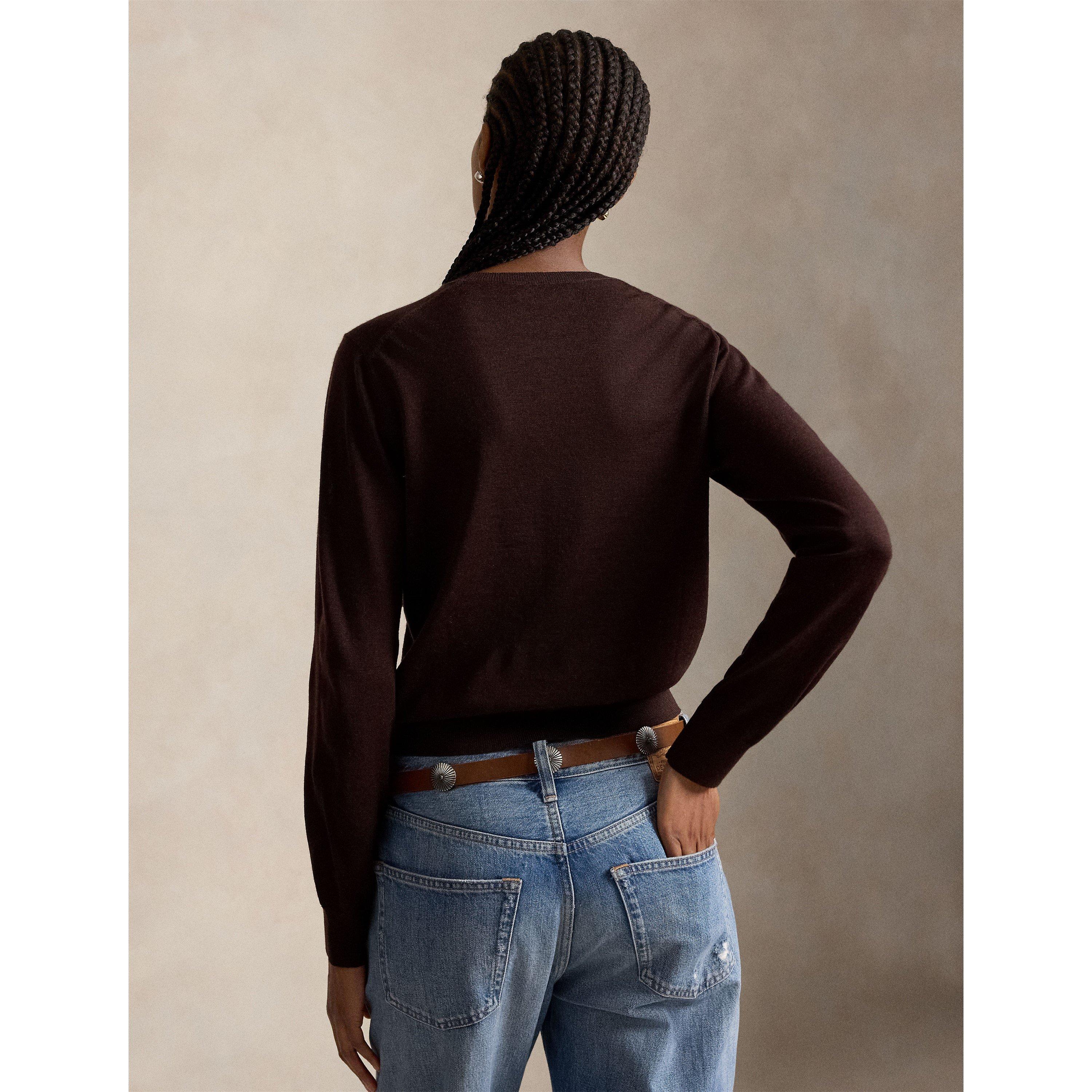 Chocolate Mel - Polo Ralph Lauren - Women's Merino Pullover Crew Neck Jumper - 3