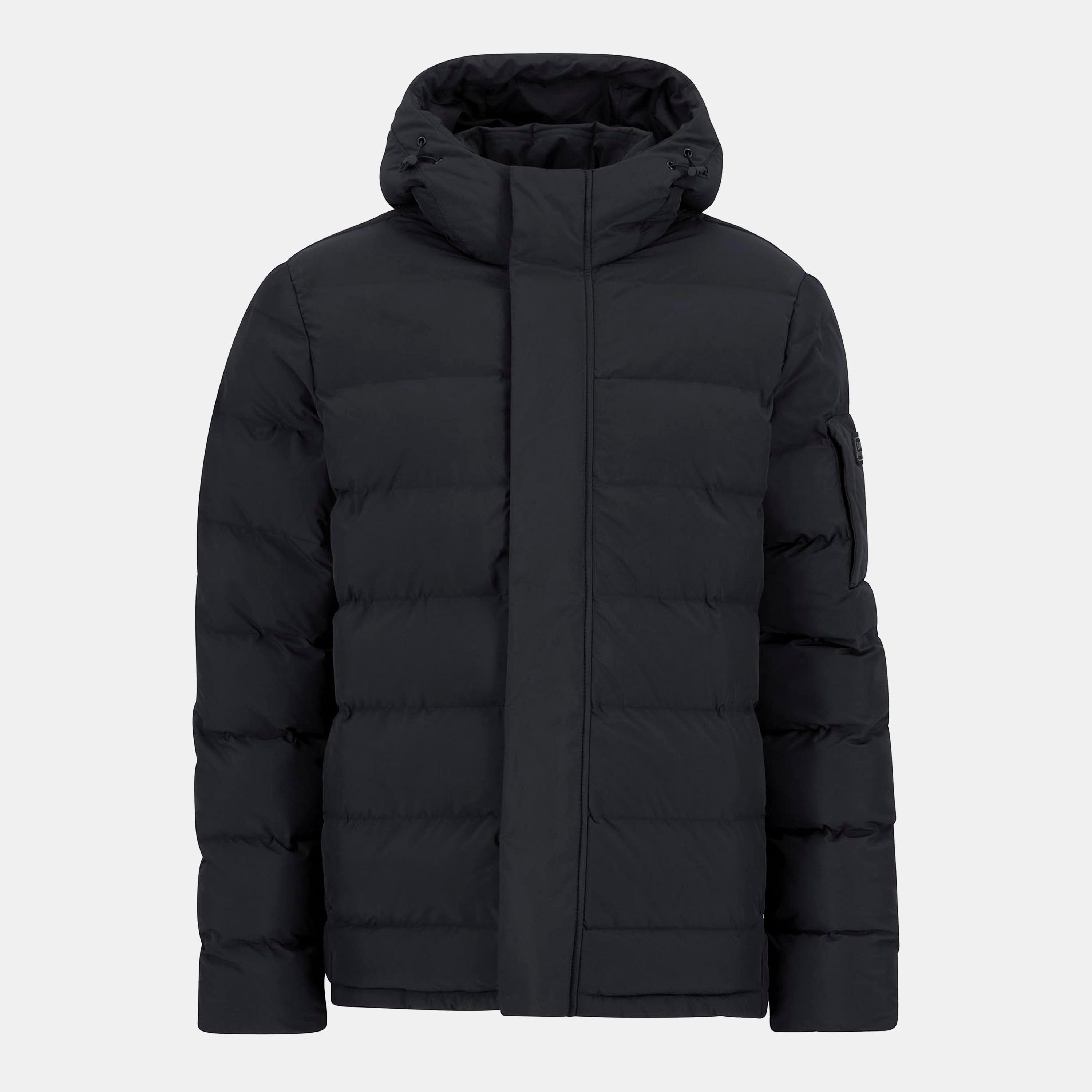 Black BK11 - Barbour International - Men's Daleson Hooded Long Sleeve Long Puffer Jacket - 1