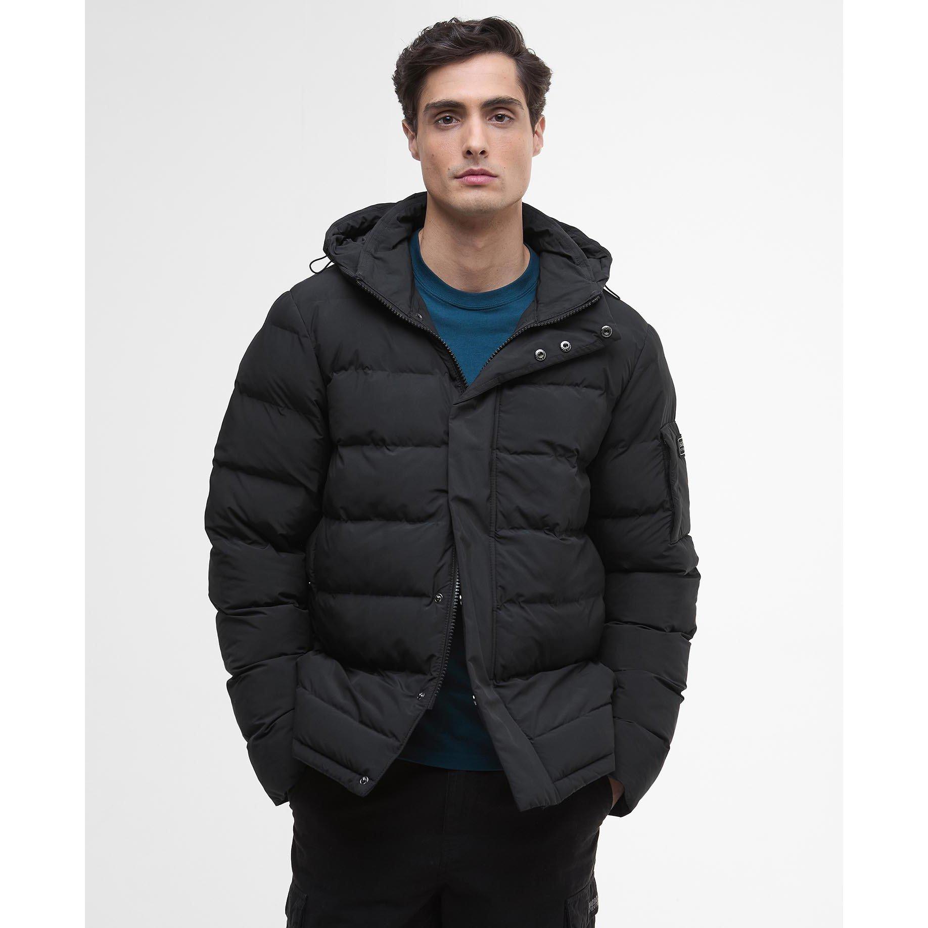 Black BK11 - Barbour International - Men's Daleson Hooded Long Sleeve Long Puffer Jacket - 2