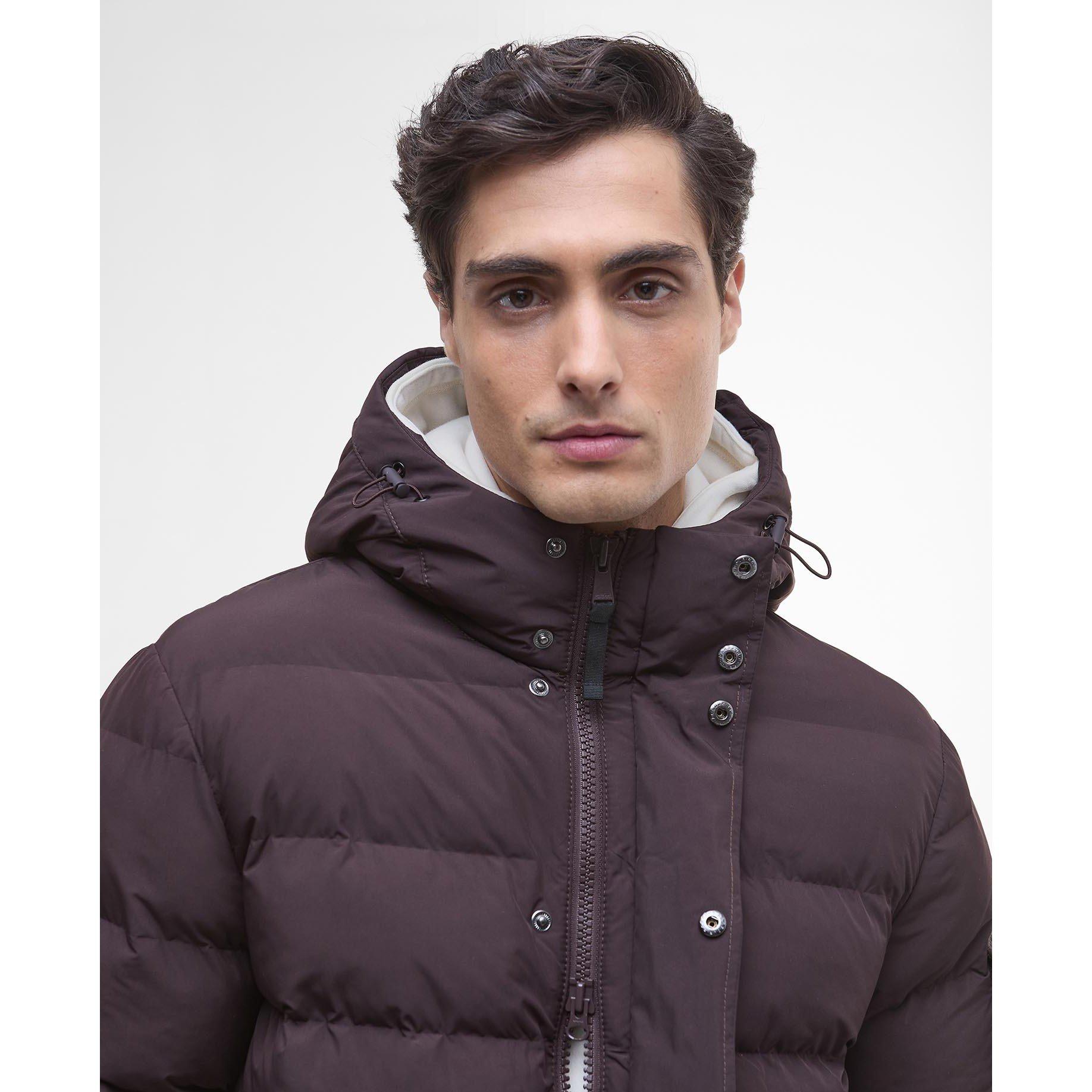 Java Red RE91 - Barbour International - Men's Daleson Hooded Long Sleeve Long Puffer Jacket - 4
