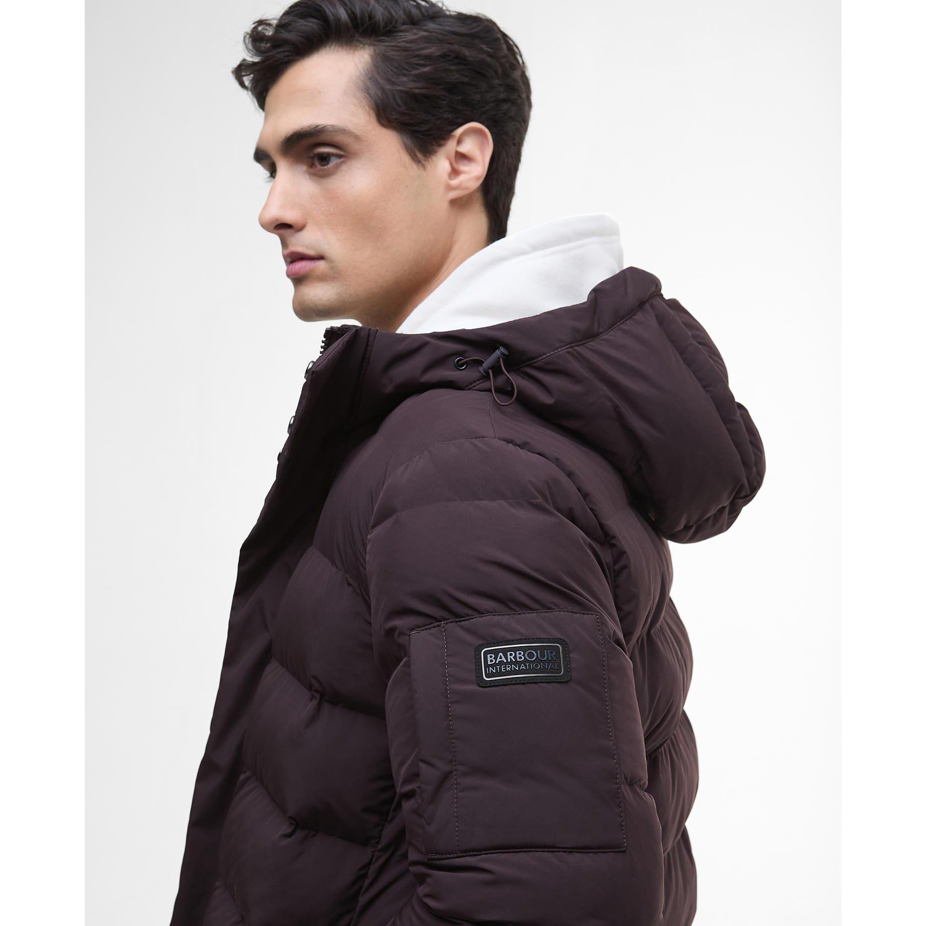 Java Red RE91 - Barbour International - Men's Daleson Hooded Long Sleeve Long Puffer Jacket - 5