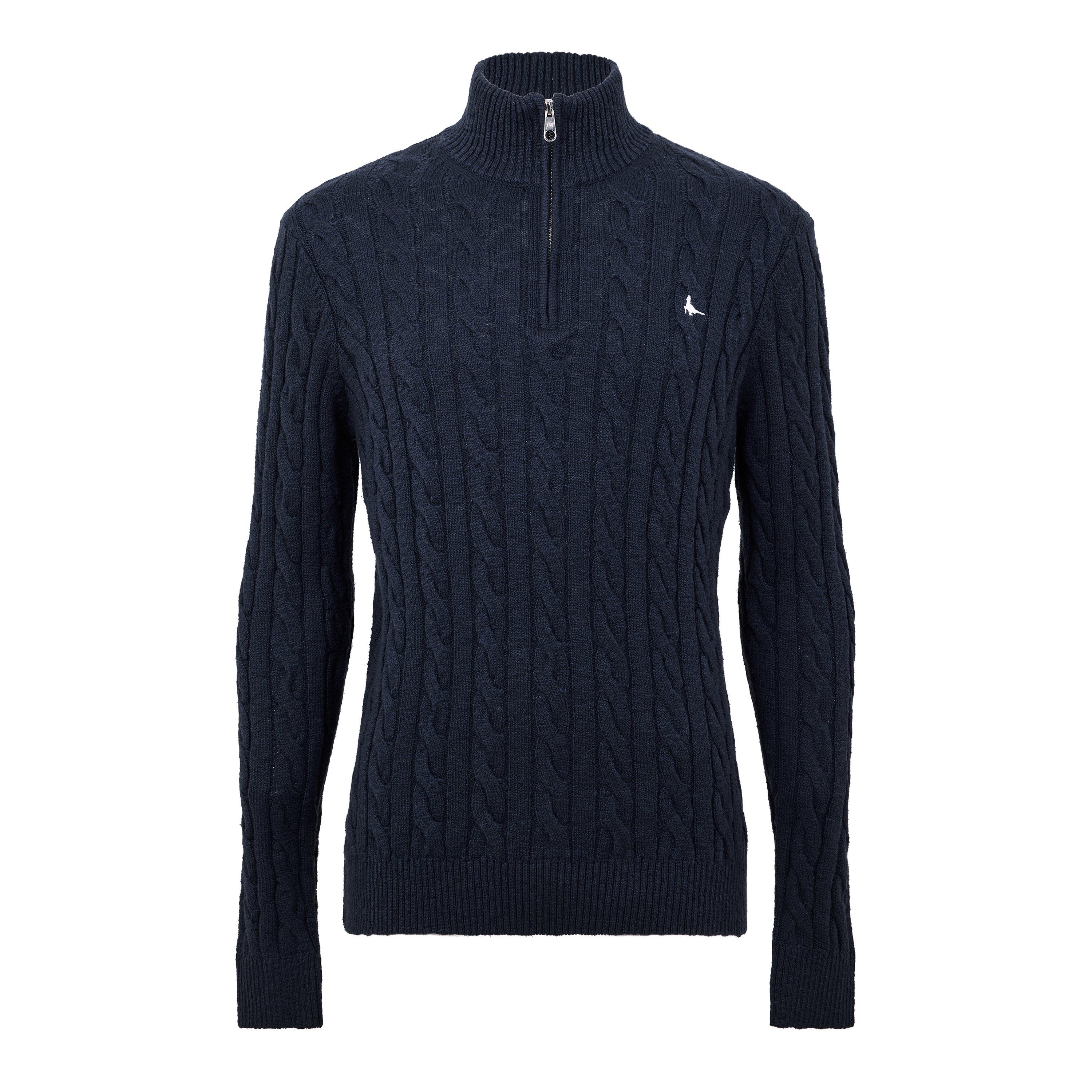 Navy - Jack Wills - JW Cable Knt 1/4 Zip Sn64 - 1