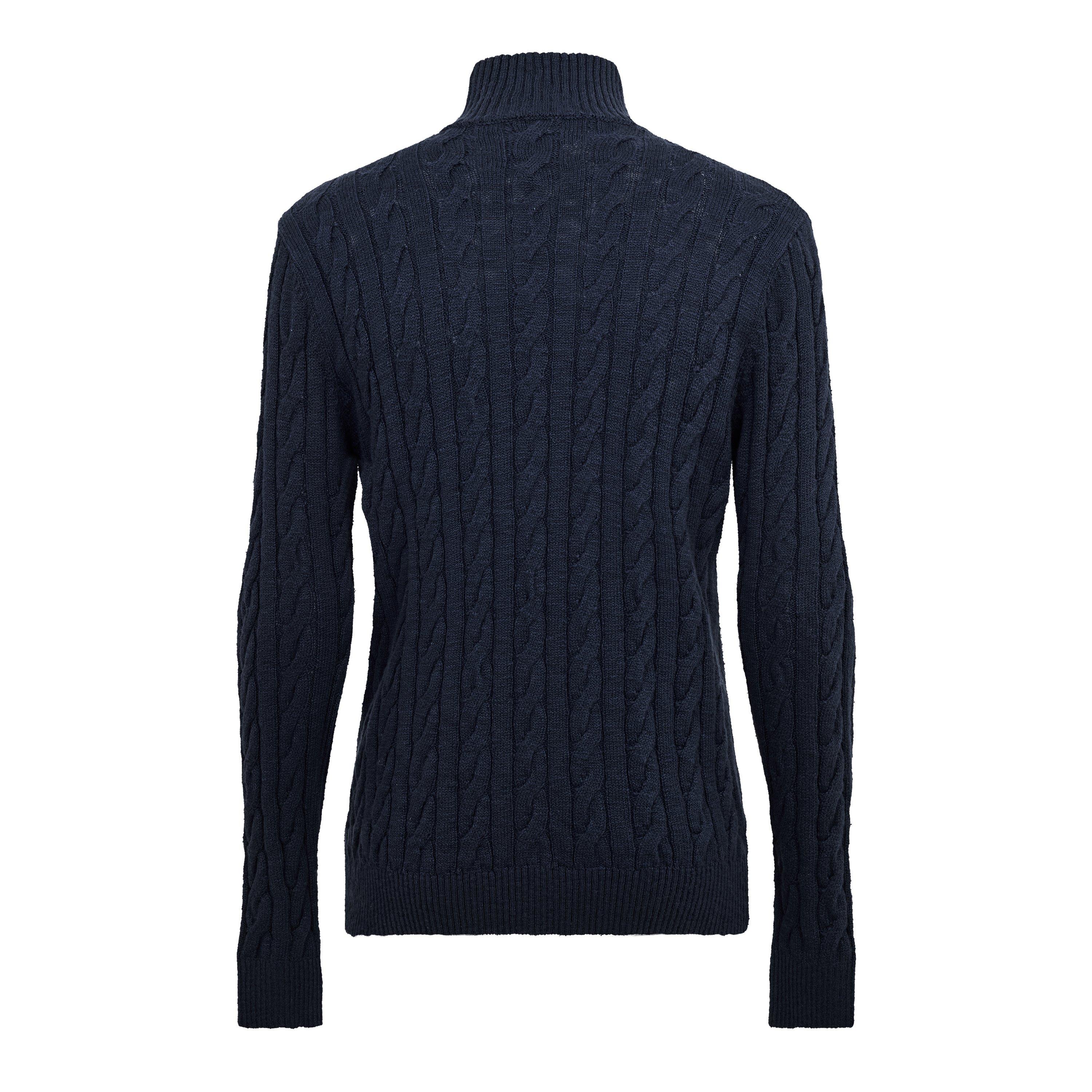 Navy - Jack Wills - JW Cable Knt 1/4 Zip Sn64 - 2