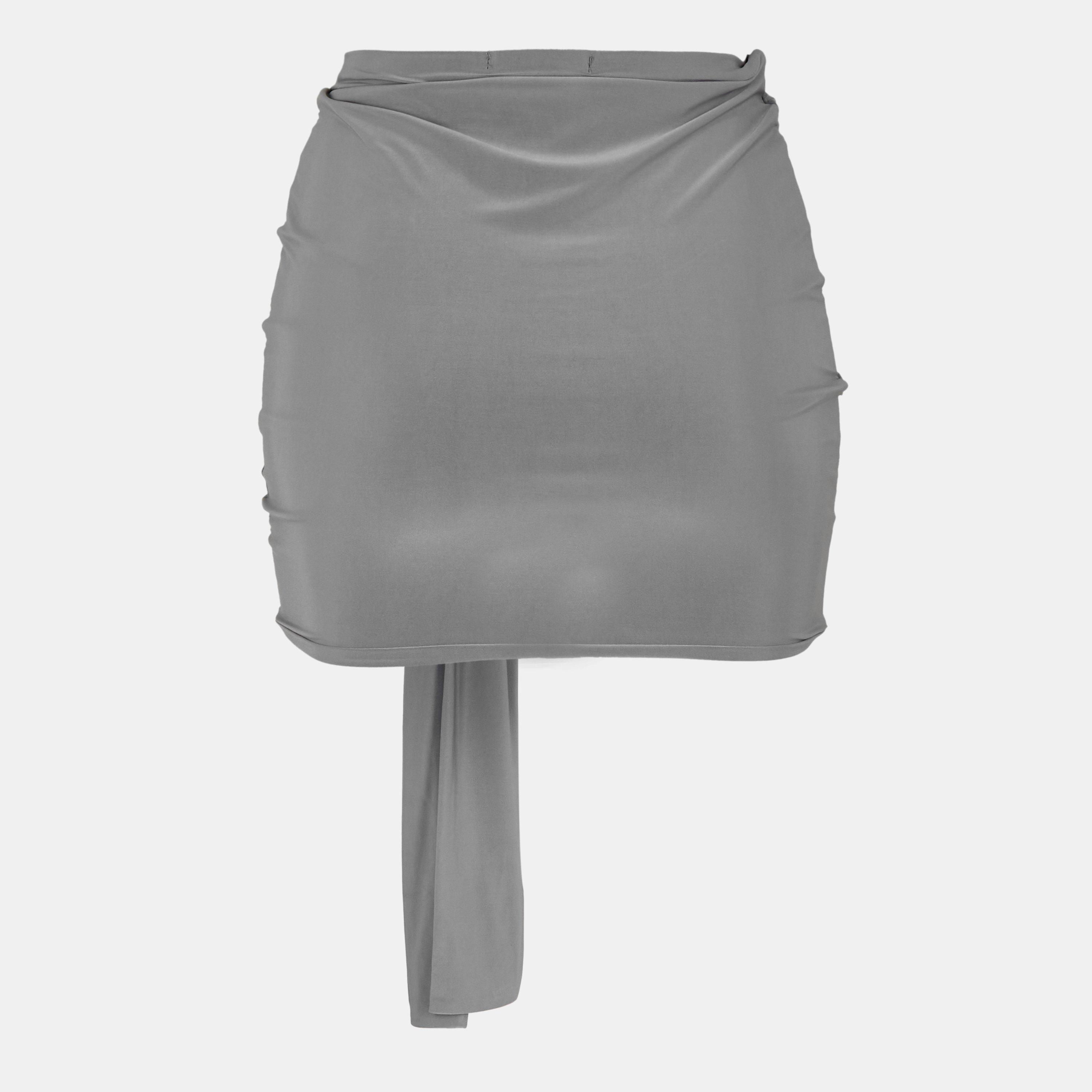 Grises - Missy Empire - Slinky Tie Front Mini Skirt Womens - 2