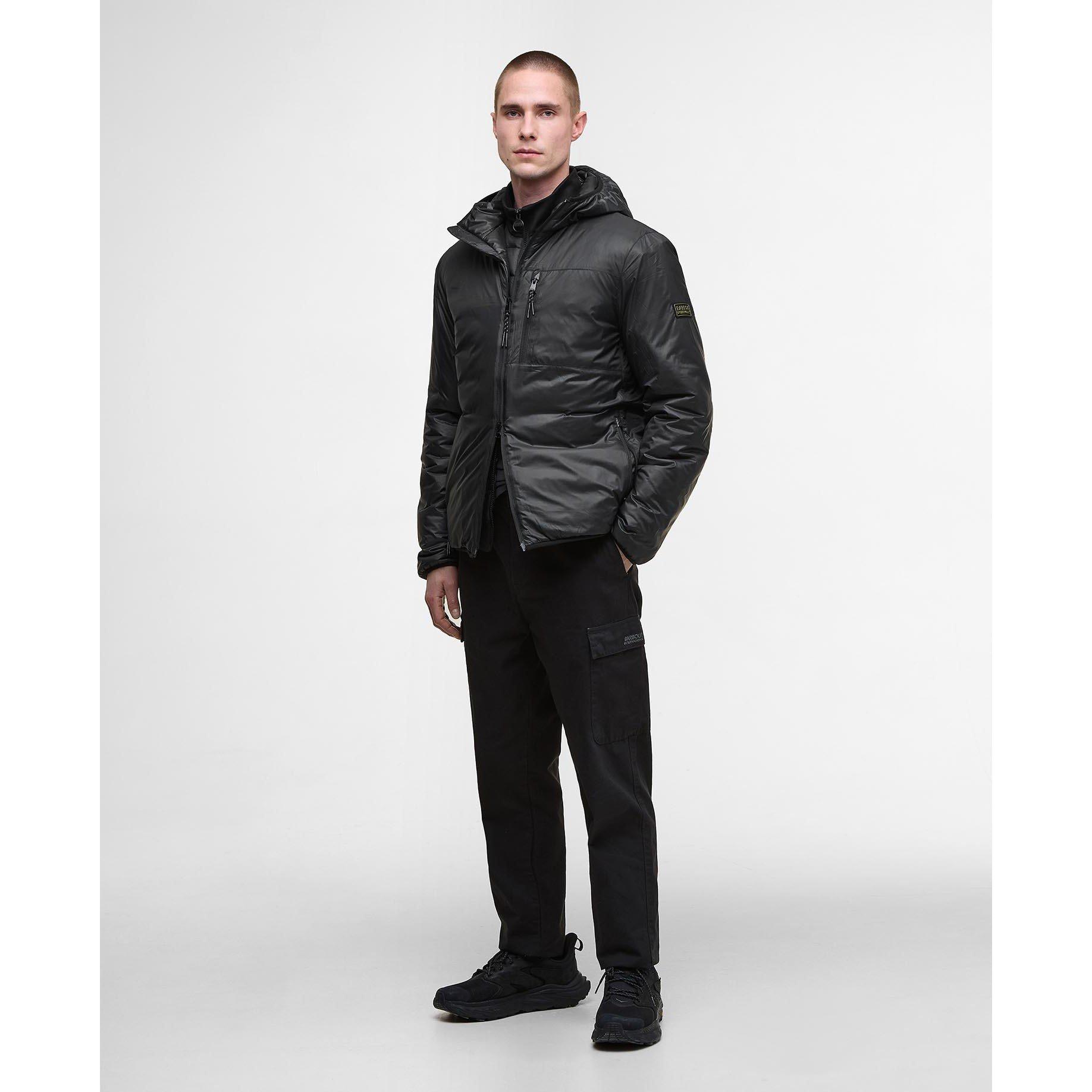 Black BK11 - Barbour International - Men's Lumley Hooded Long Sleeve Full Zip Quilted Jacket - 6