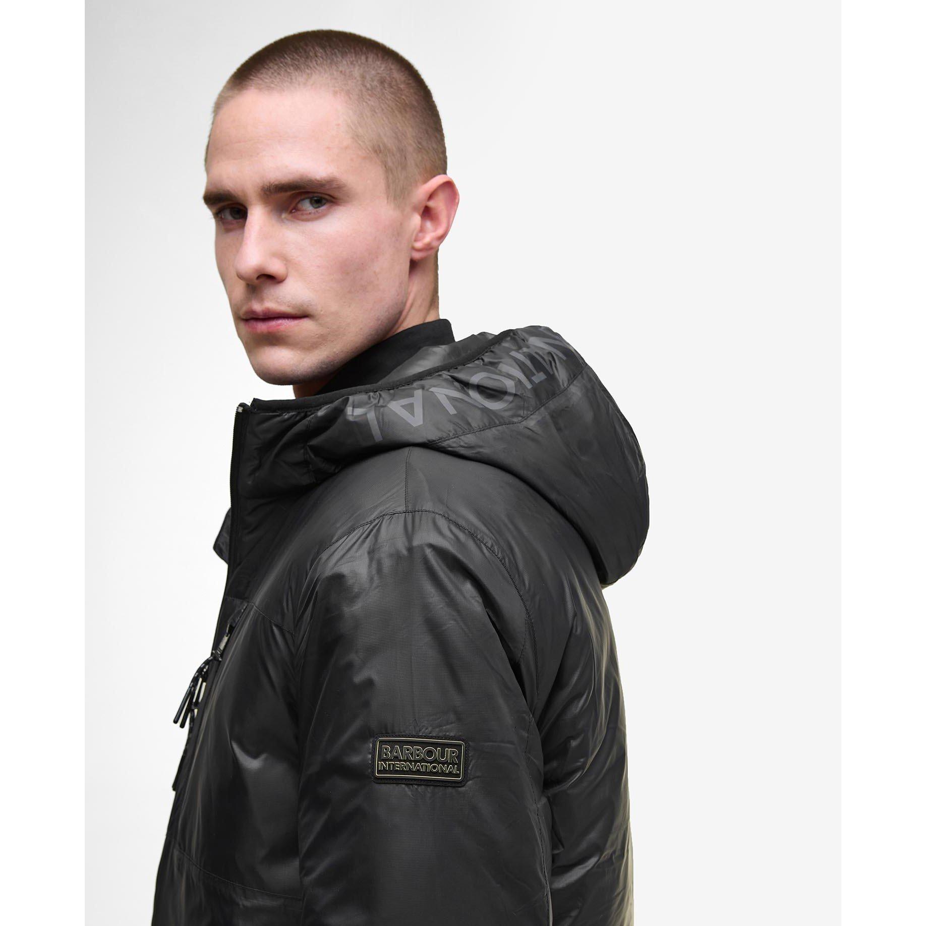 Black BK11 - Barbour International - Men's Lumley Hooded Long Sleeve Full Zip Quilted Jacket - 4