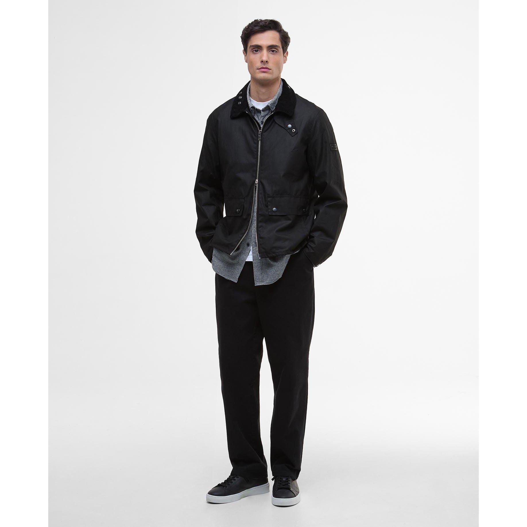 Black BK71 - Barbour International - Men's Marker Long Sleeve Full Zip Wax Jacket - 7
