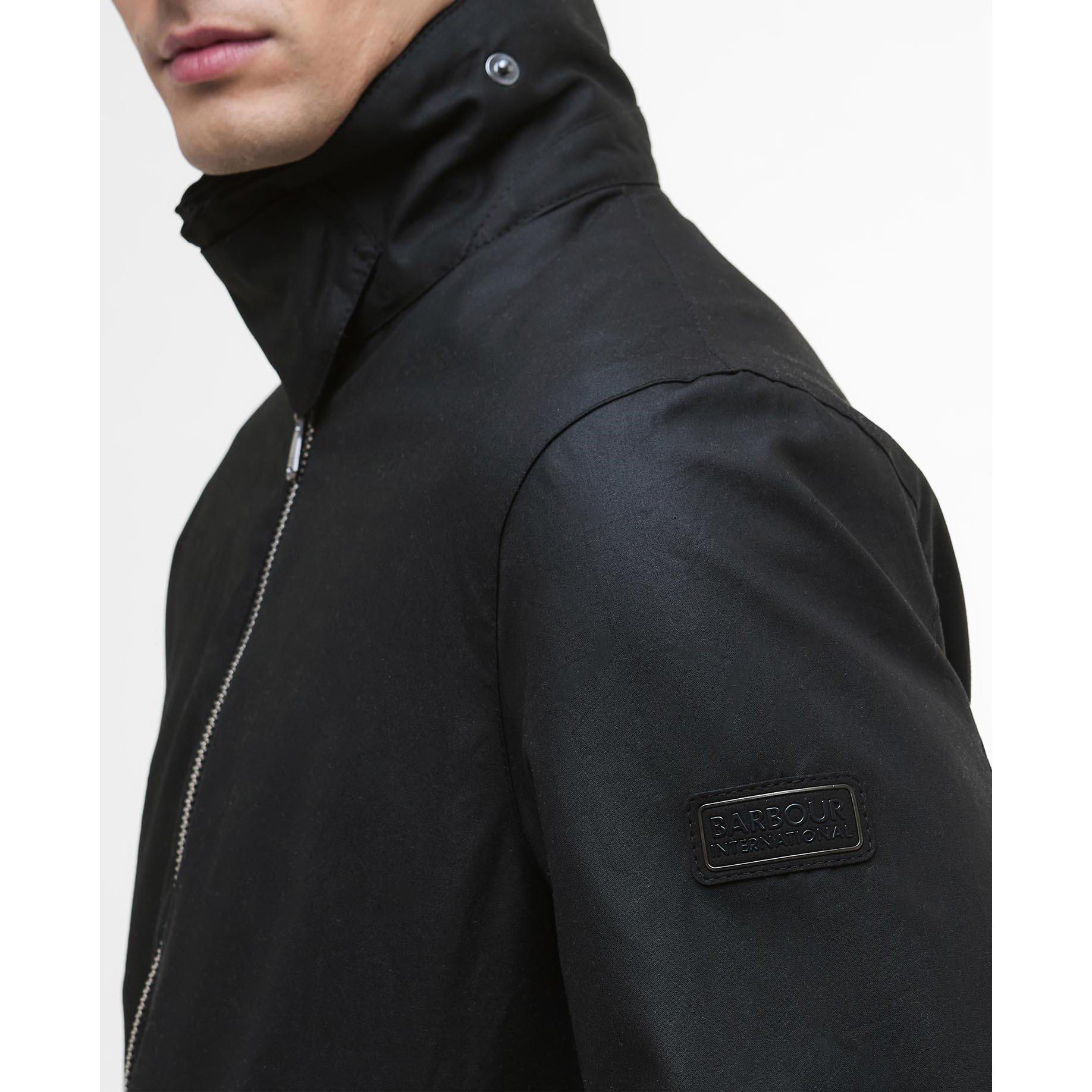 Black BK71 - Barbour International - Men's Marker Long Sleeve Full Zip Wax Jacket - 5