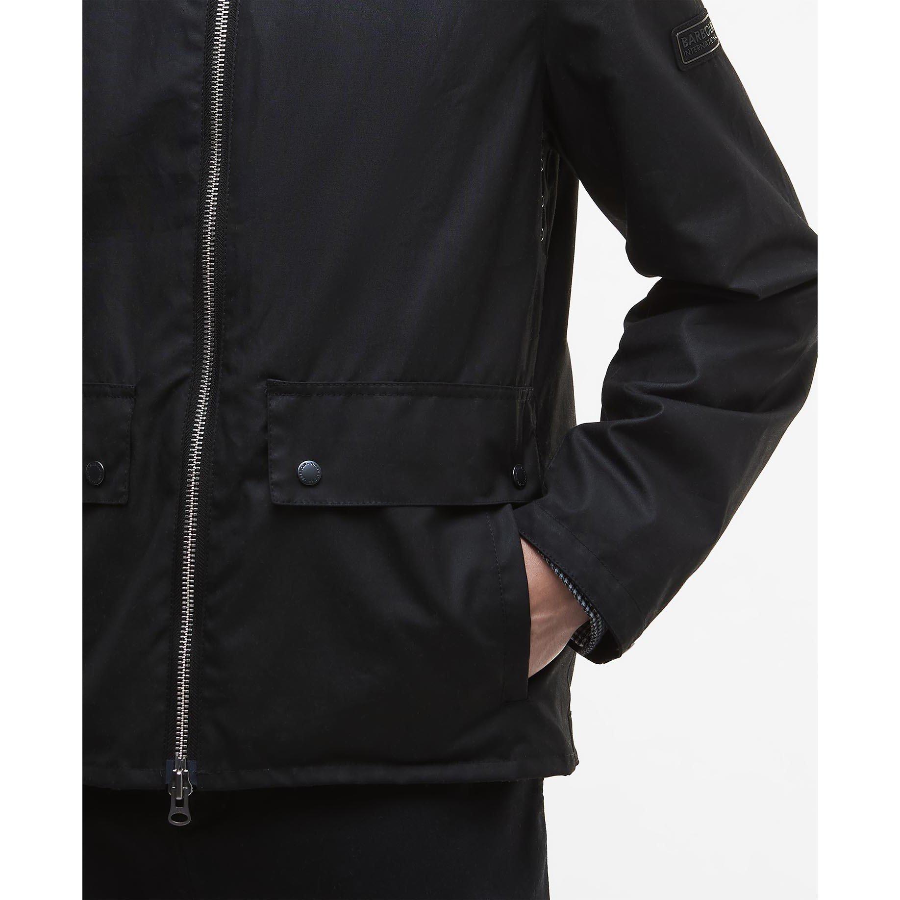 Black BK71 - Barbour International - Men's Marker Long Sleeve Full Zip Wax Jacket - 6