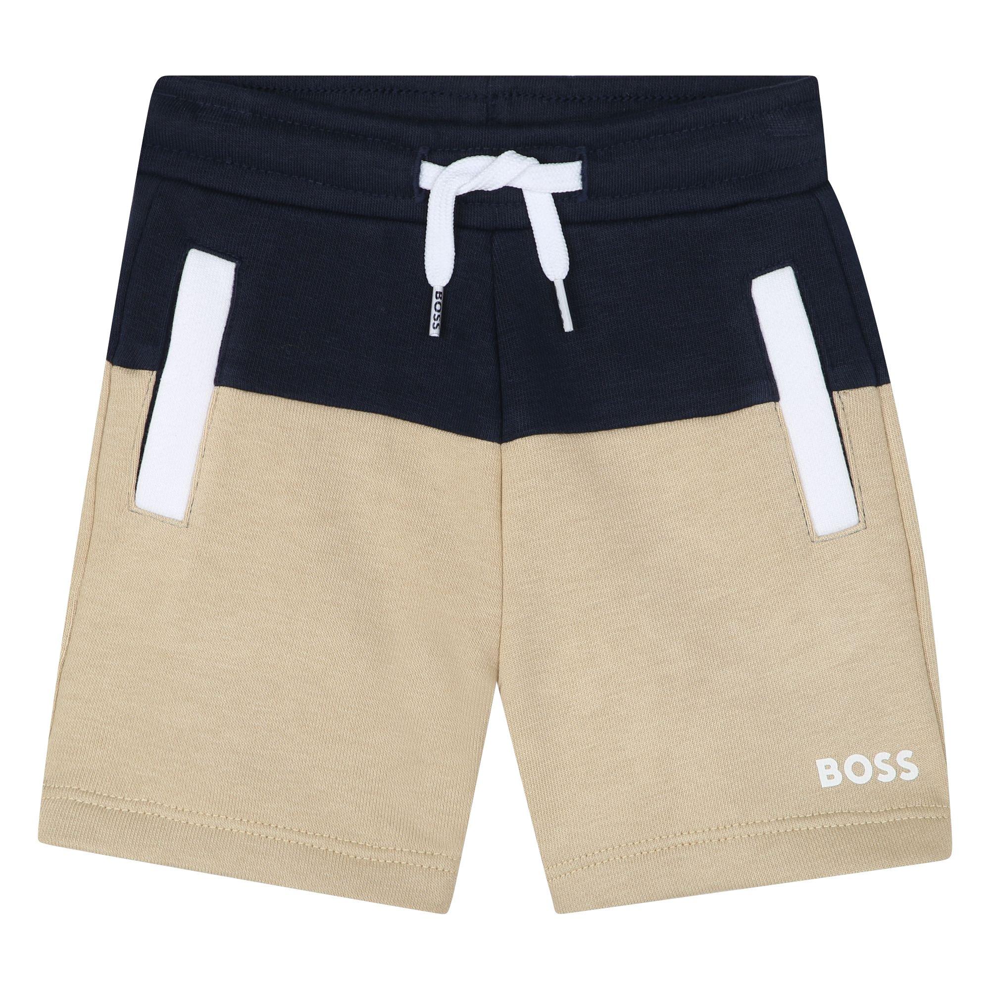 Navy 849 - Boss - Kids' Colour Block Fleece Jogger Shorts - 1