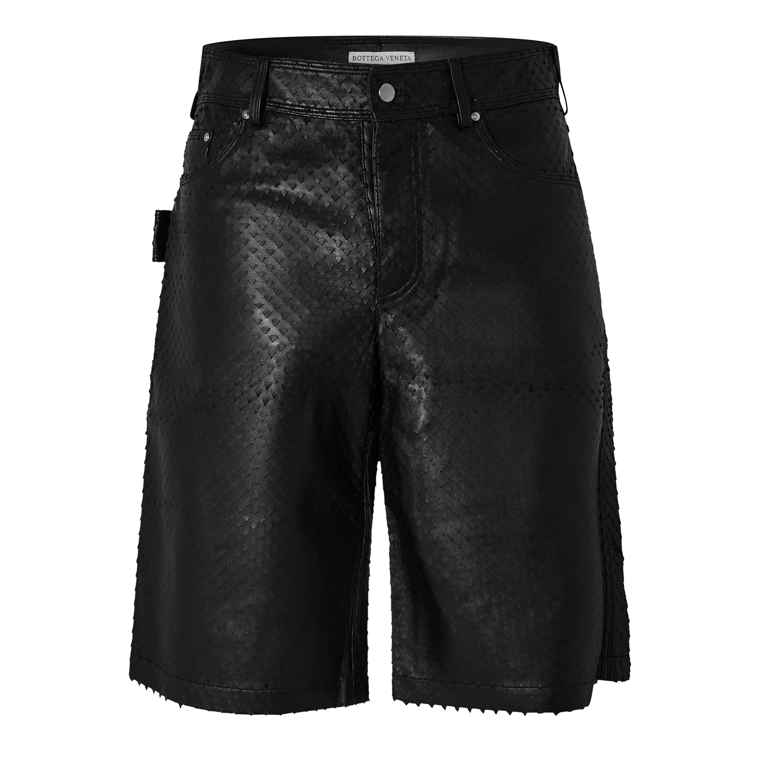 Nero - Bottega Veneta - Men's Leather Tailored Shorts - 3