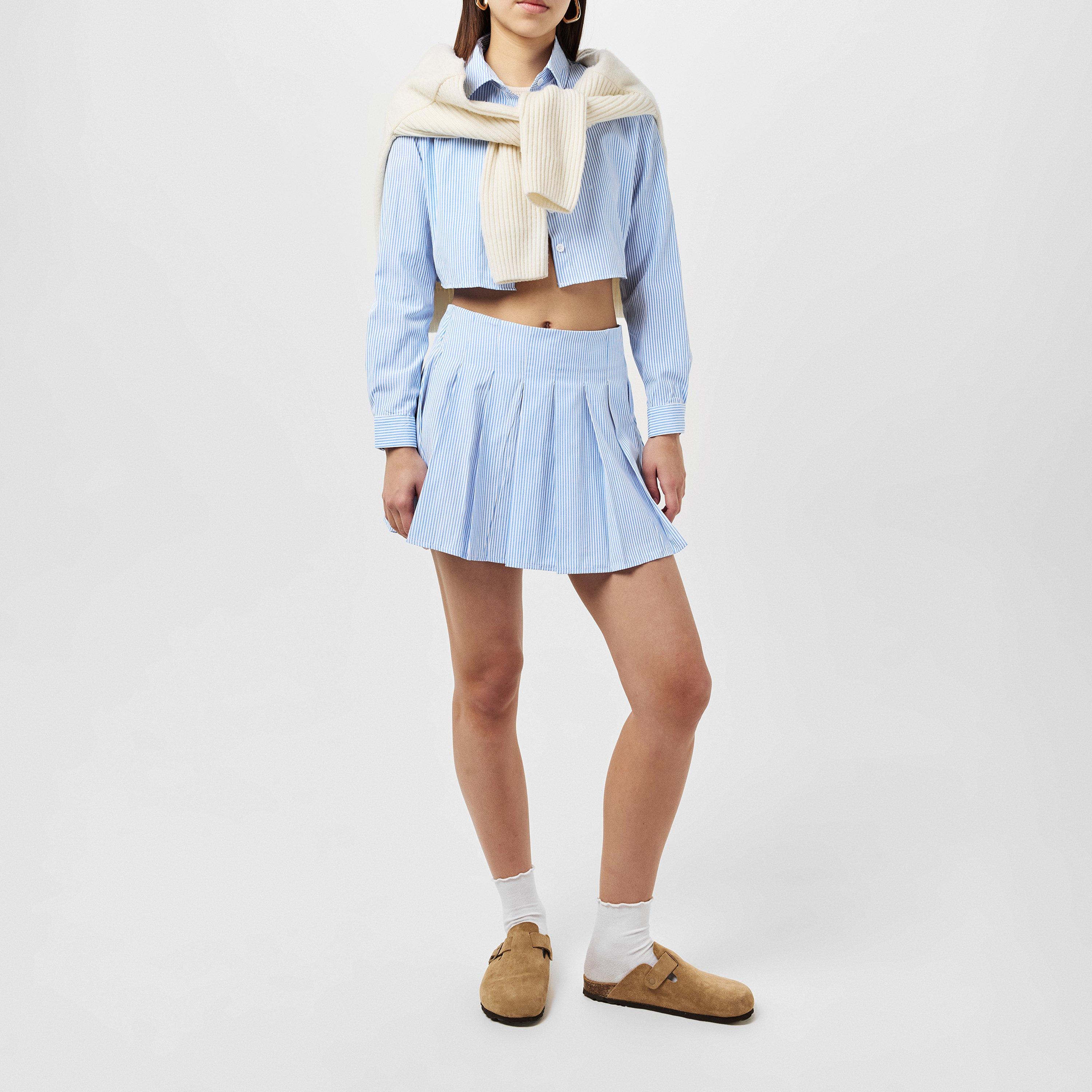 Blauw - Missy Empire - Stripe Pleated Mini Skirt Womens - 6