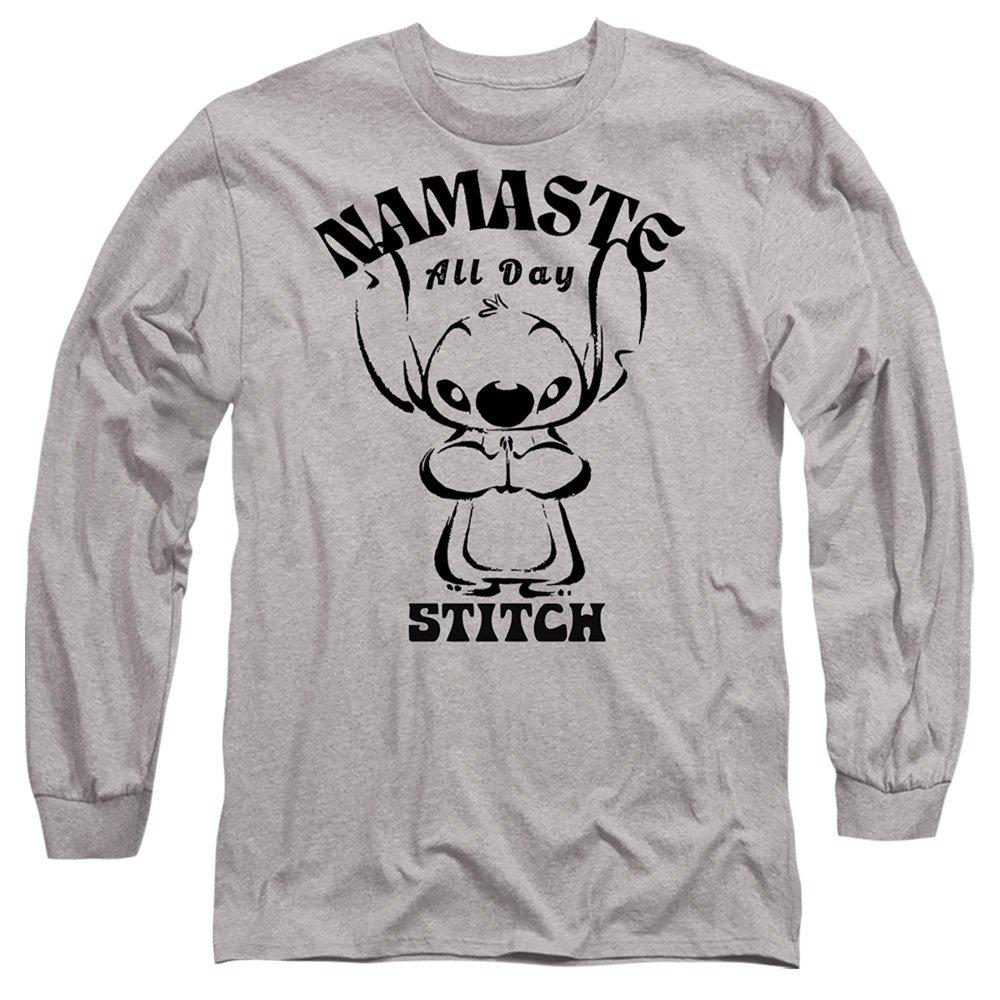 Light Grey - Disney - Lilo Stitch Namaste All Day Long Sleeve T-Shirt A - 1