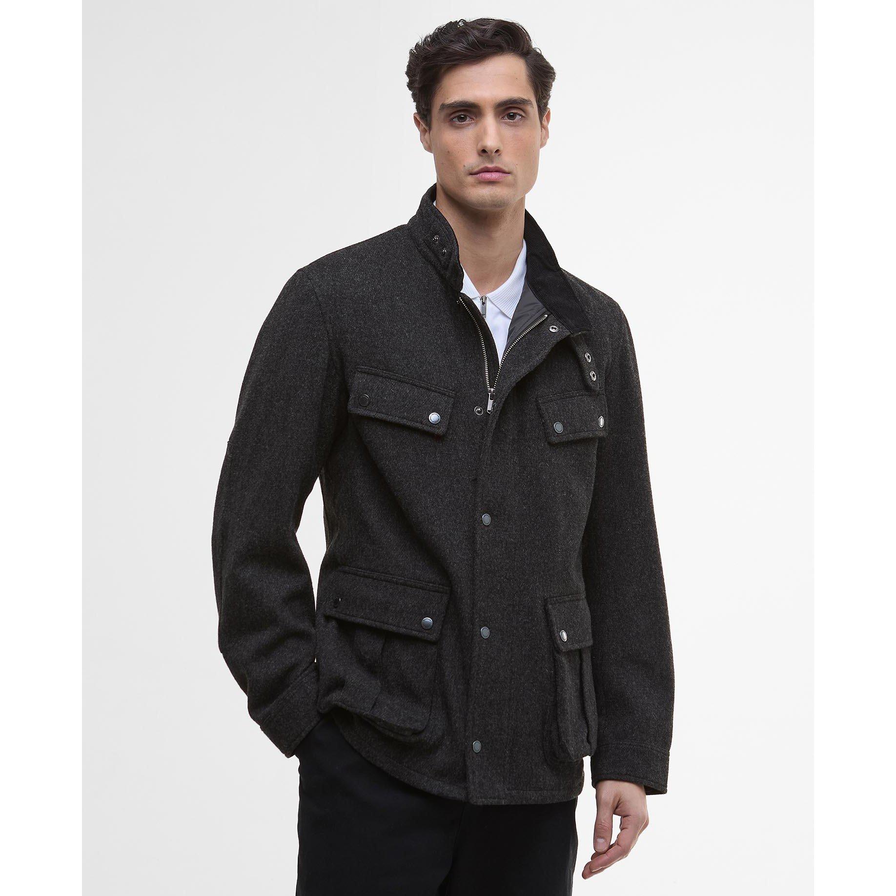 Char Marl CH71 - Barbour International - Men's Duke Long Sleeve Full Zip 4 Pocket Pea Coat - 2