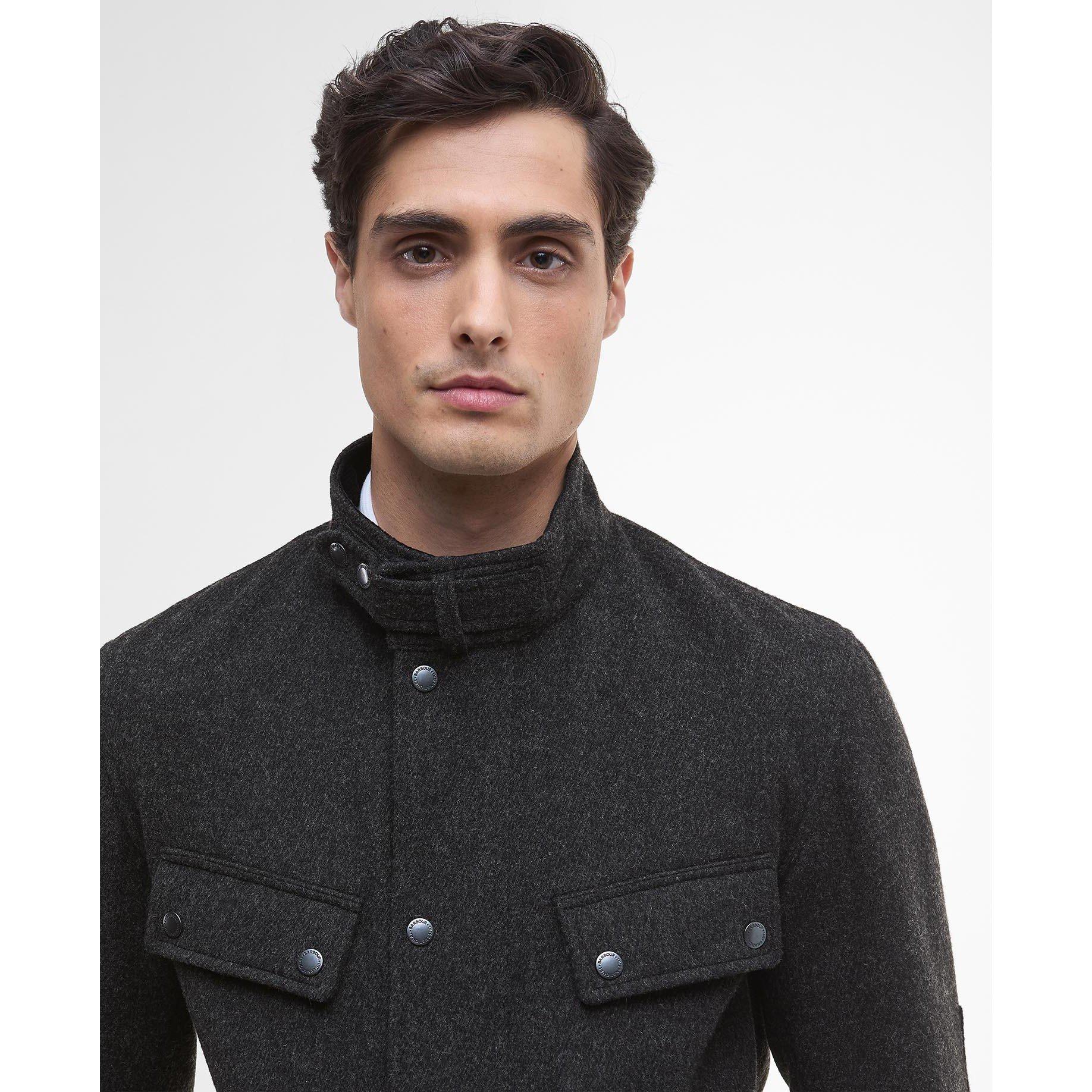 Char Marl CH71 - Barbour International - Men's Duke Long Sleeve Full Zip 4 Pocket Pea Coat - 4