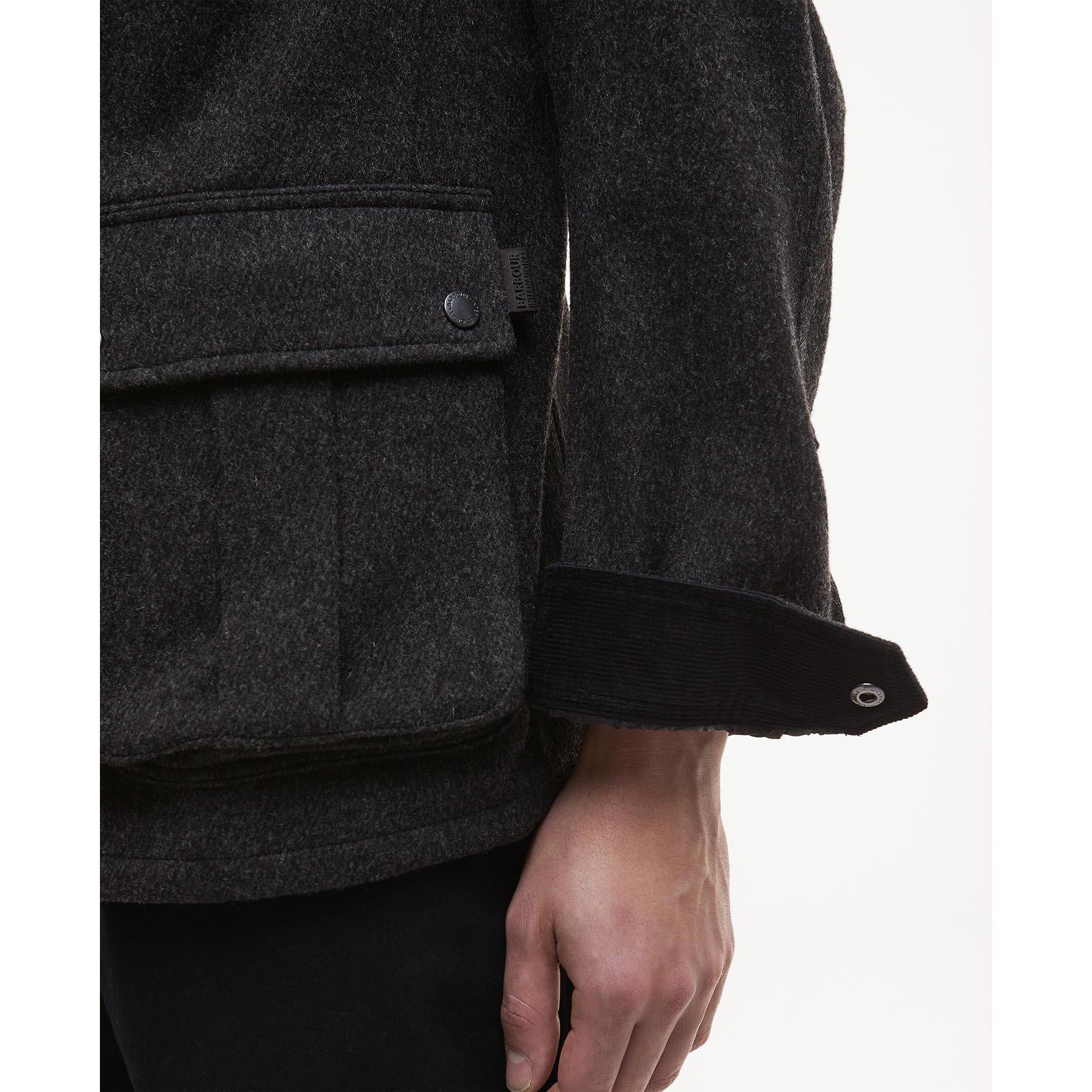 Char Marl CH71 - Barbour International - Men's Duke Long Sleeve Full Zip 4 Pocket Pea Coat - 5