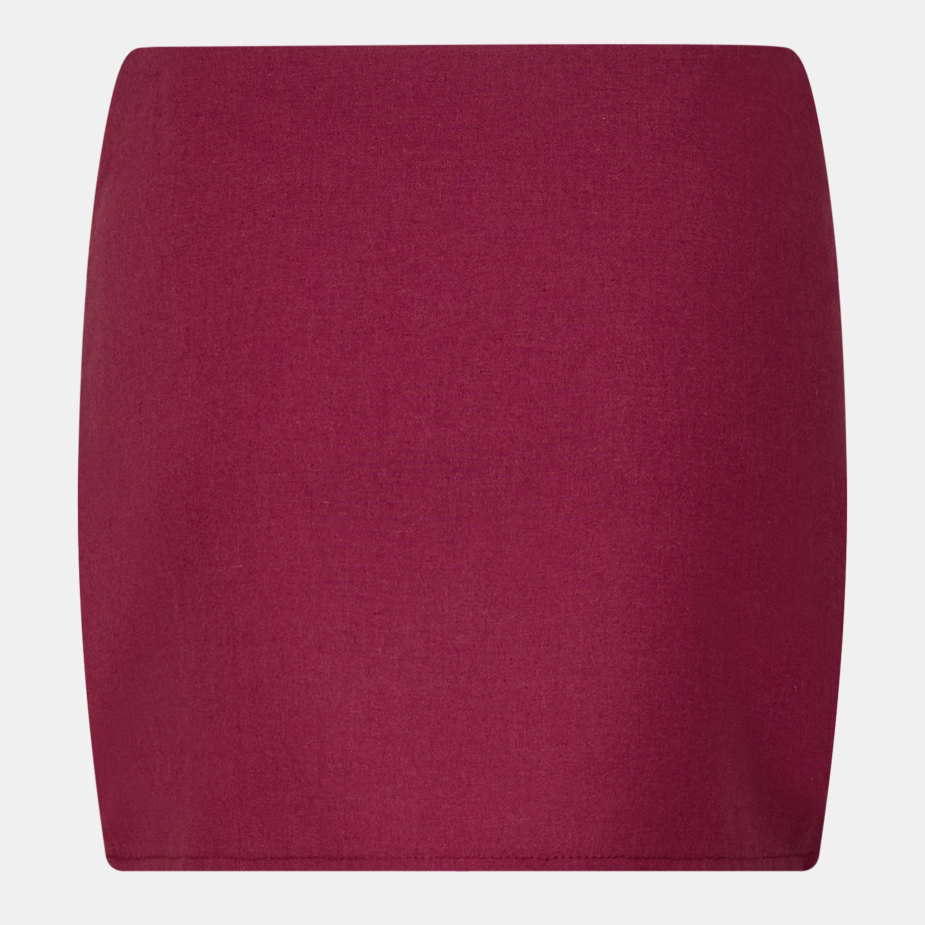 Burgund - Missy Empire - Tailored Linen Mini Skirt - 2