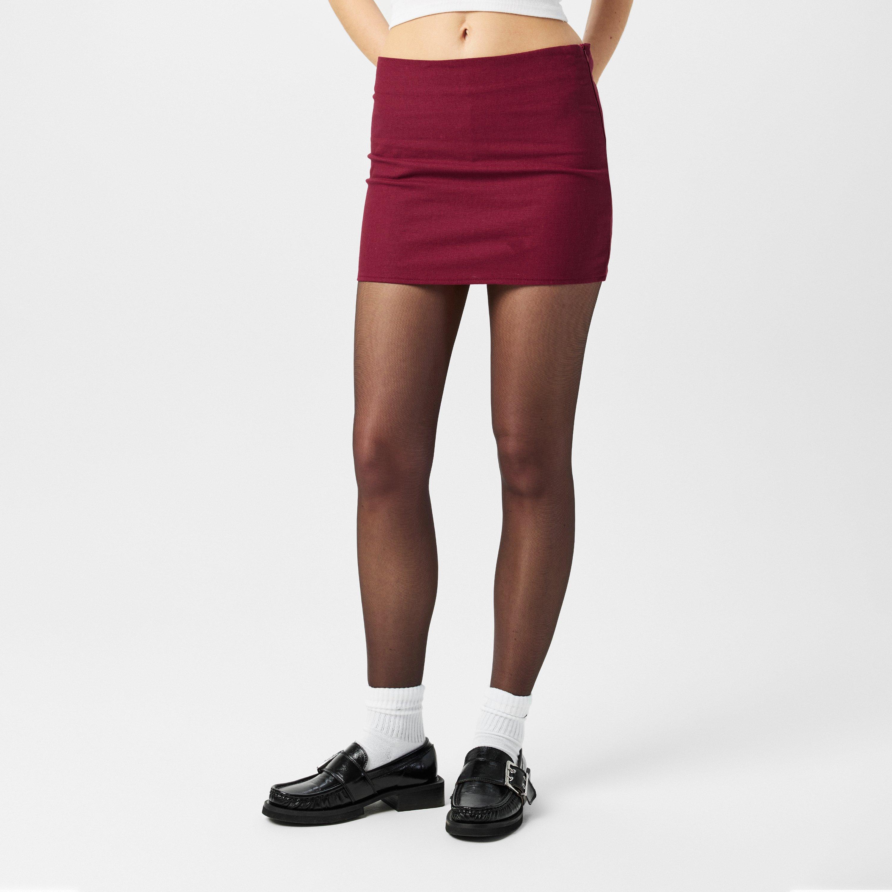 Burgund - Missy Empire - Tailored Linen Mini Skirt - 3