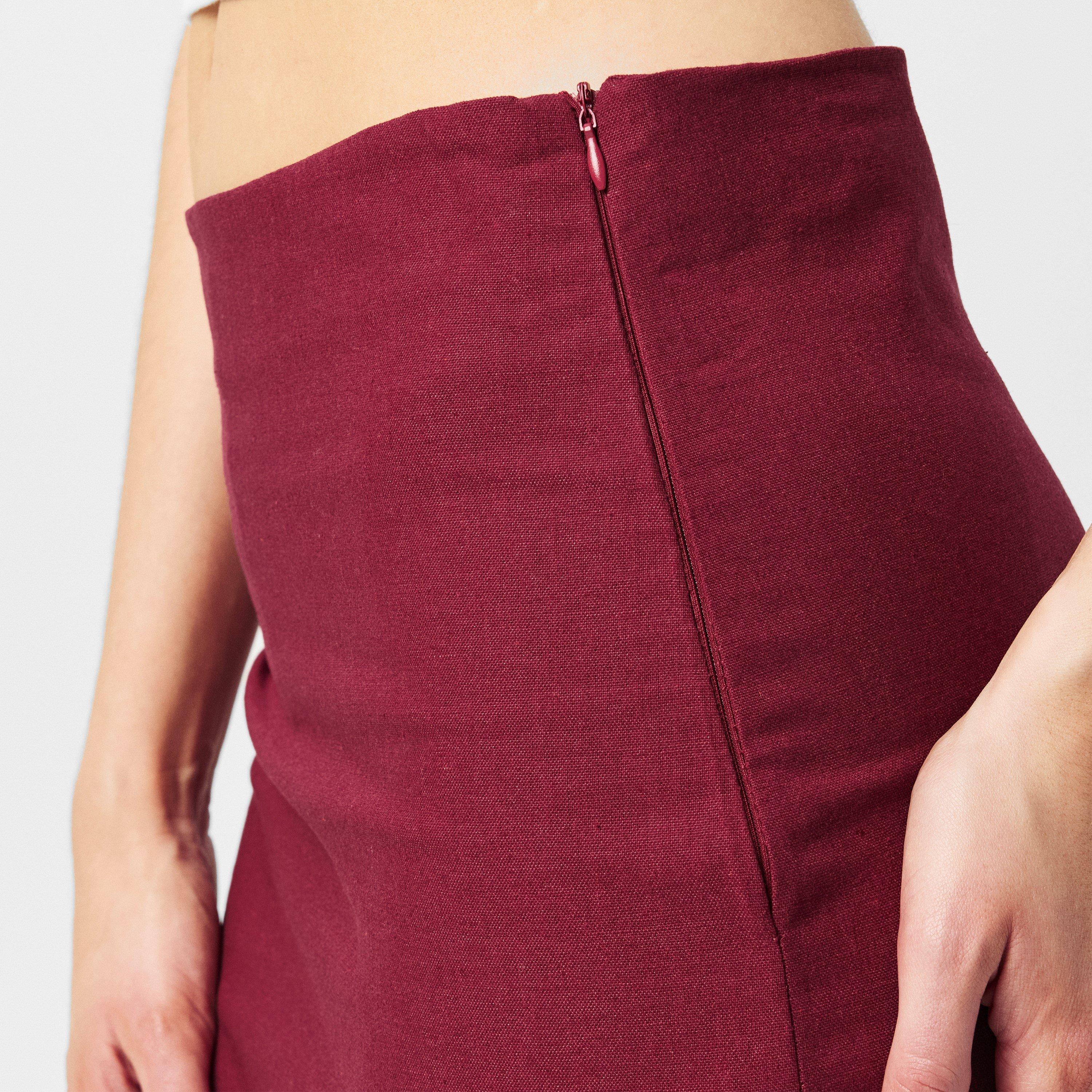 Burgund - Missy Empire - Tailored Linen Mini Skirt - 5