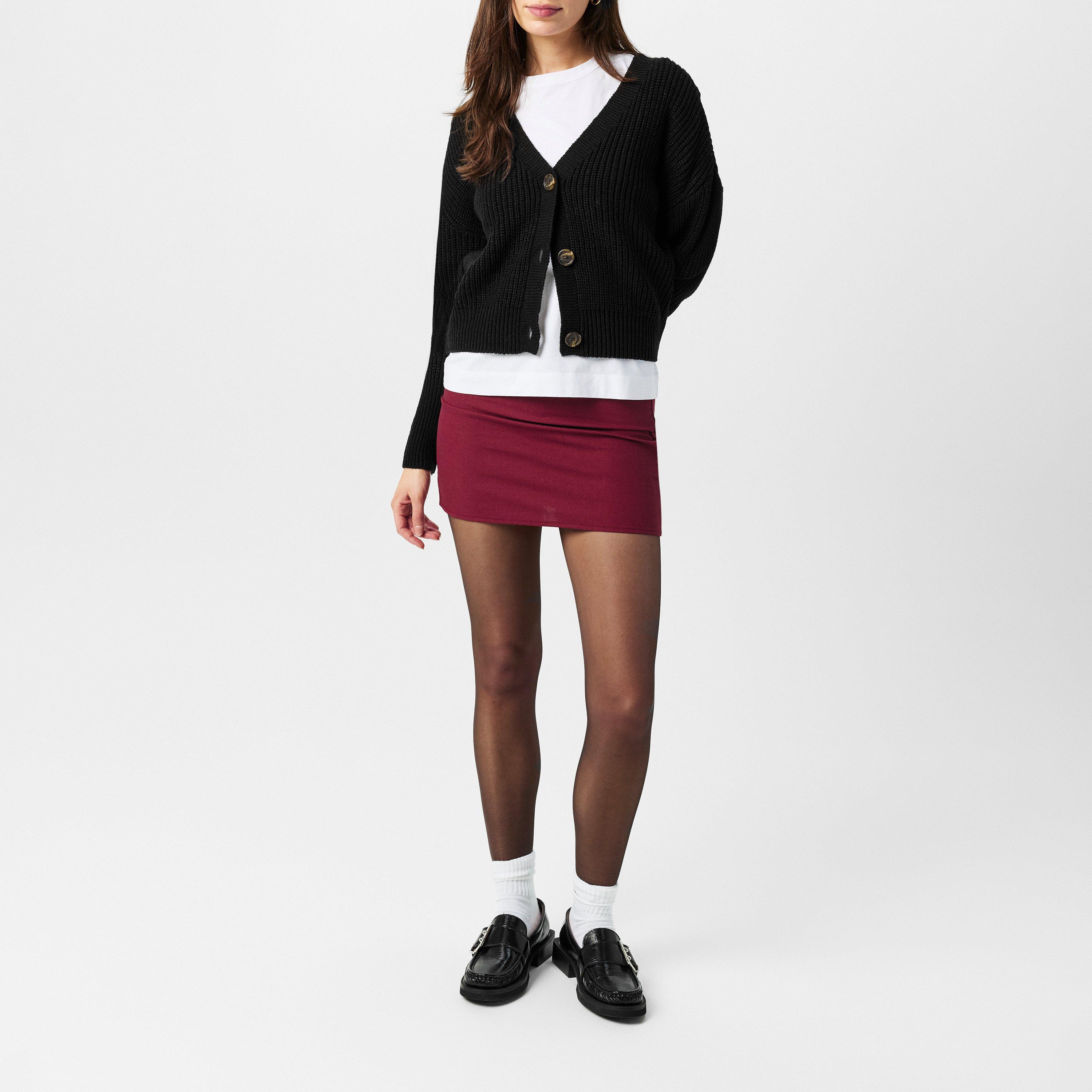Burgund - Missy Empire - Tailored Linen Mini Skirt - 6