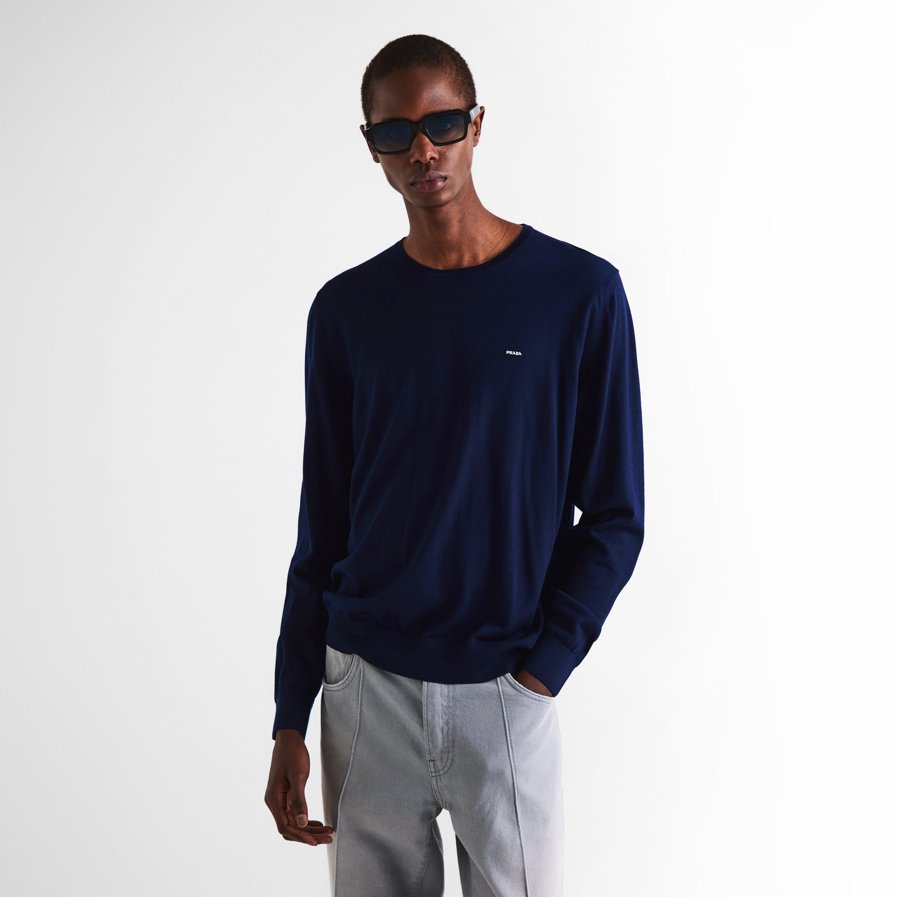 Blue - Prada - Men's Knitted Crew Neck Jumper - 3