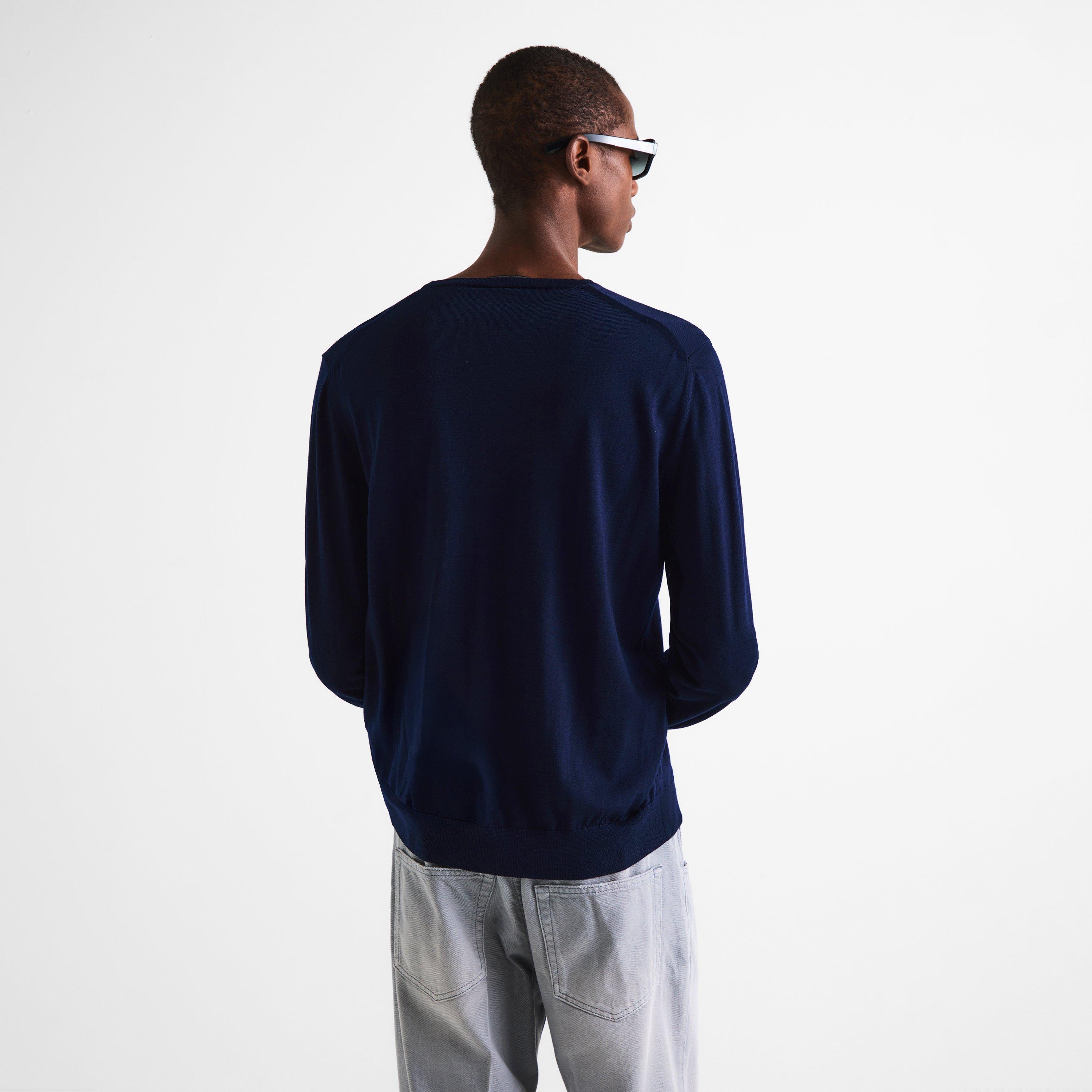 Blue - Prada - Men's Knitted Crew Neck Jumper - 4