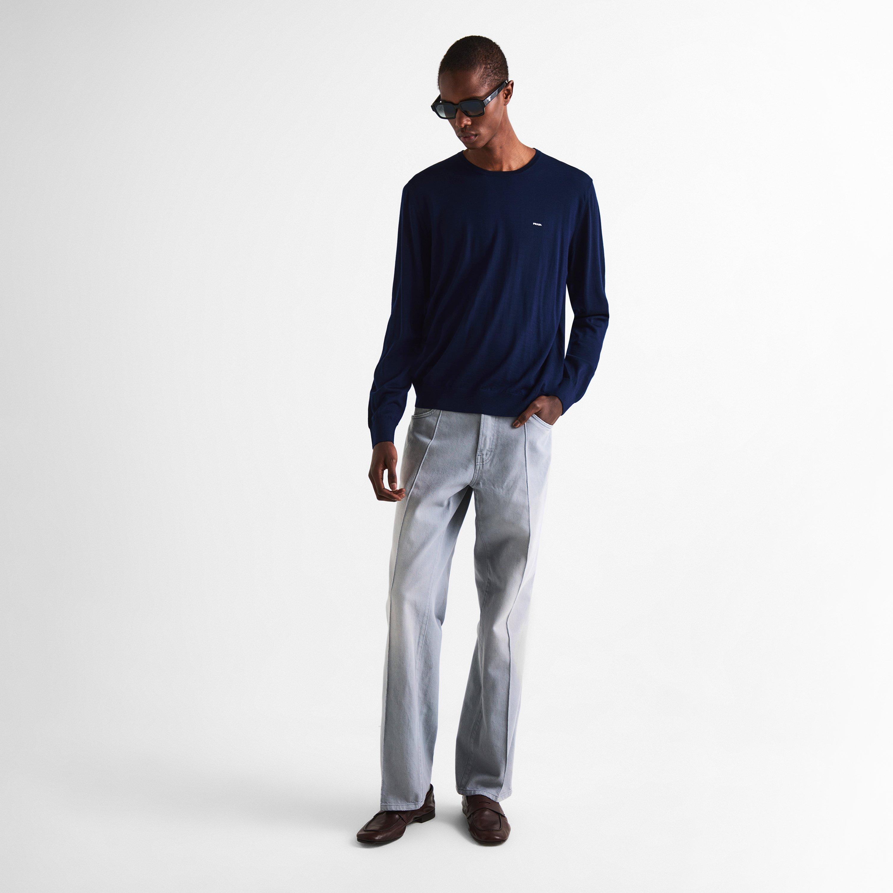 Blue - Prada - Men's Knitted Crew Neck Jumper - 6
