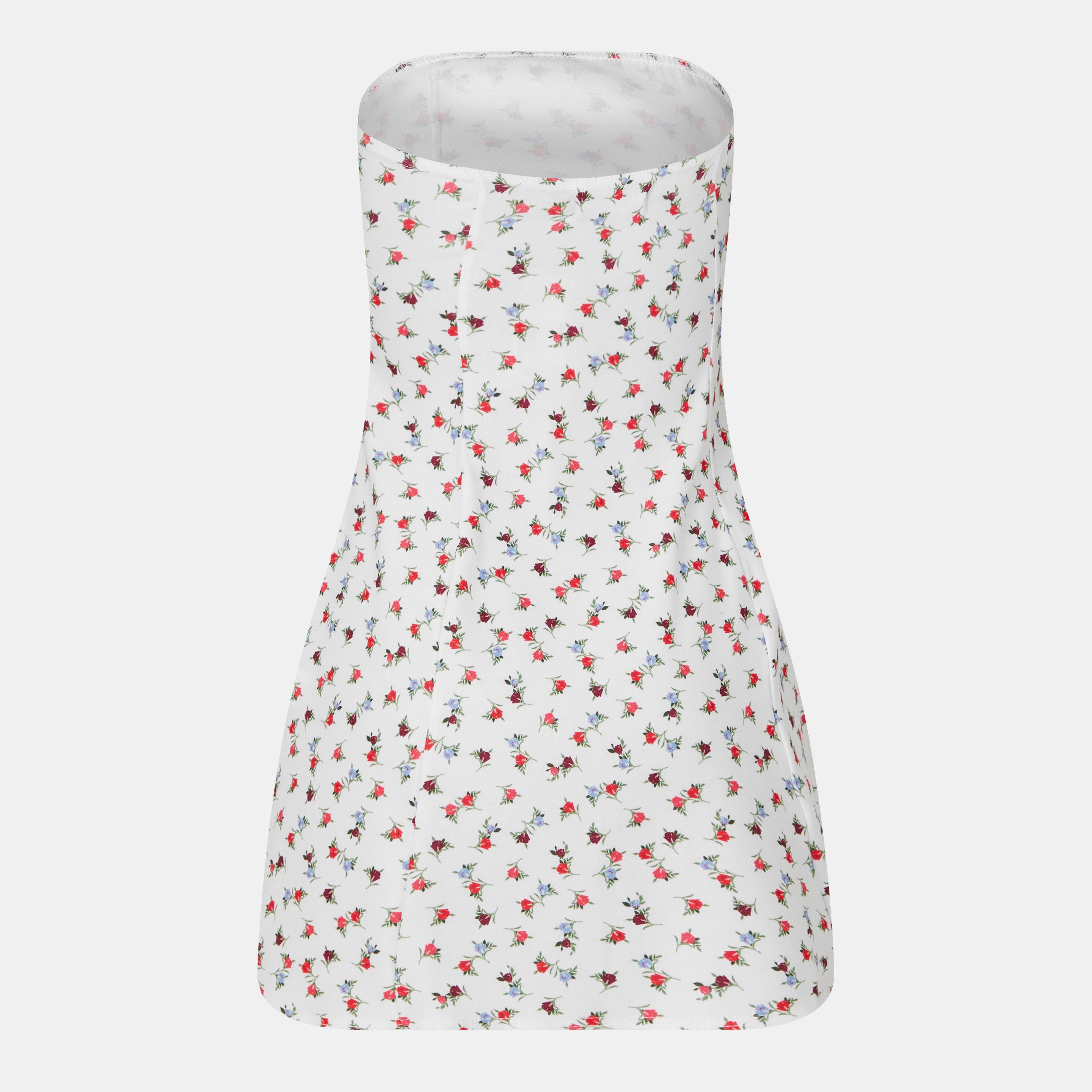 Hvid - Missy Empire - Floral Skater Bandeau Dress Womens - 2