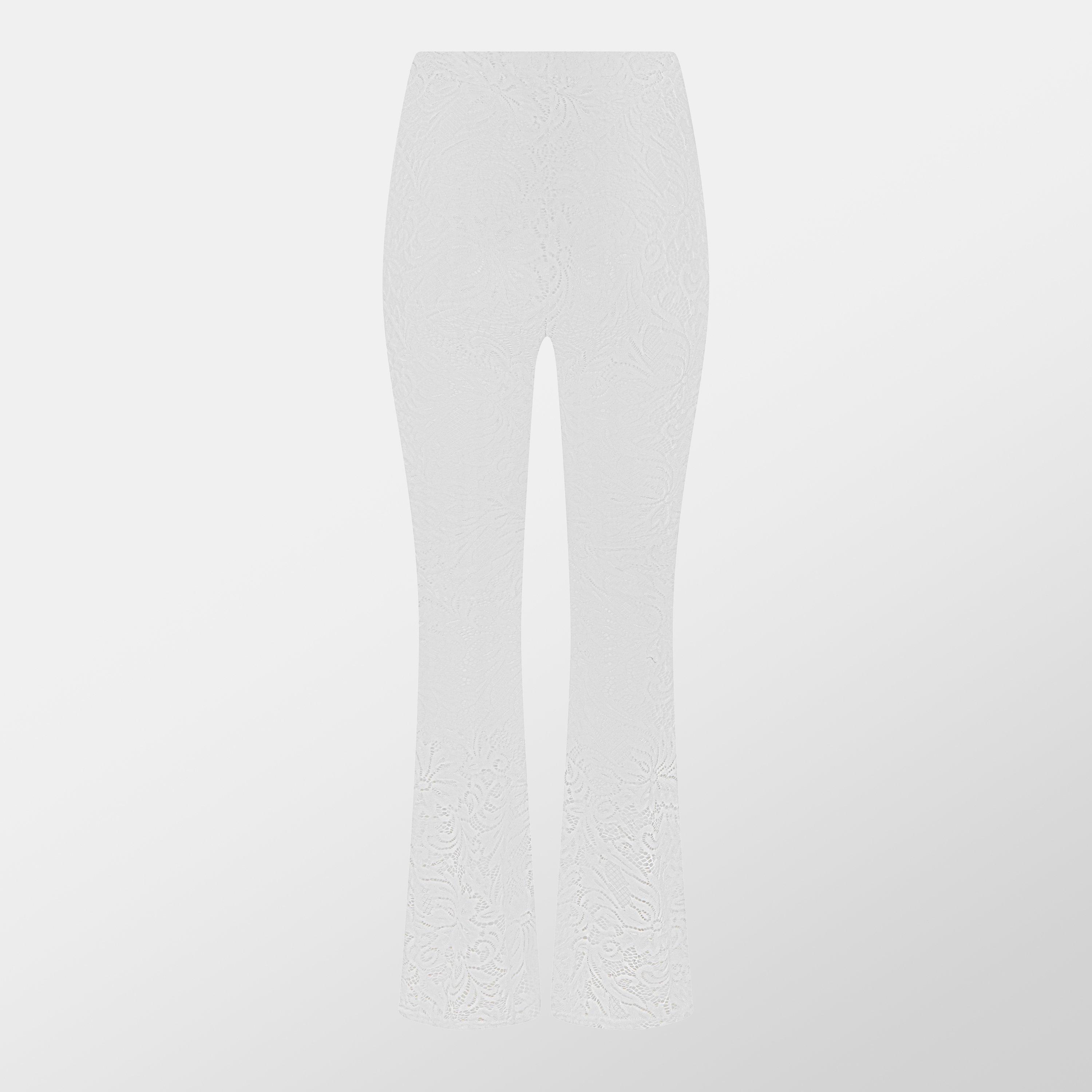 White - Missy Empire - Lace Flared Trousers Womens - 2