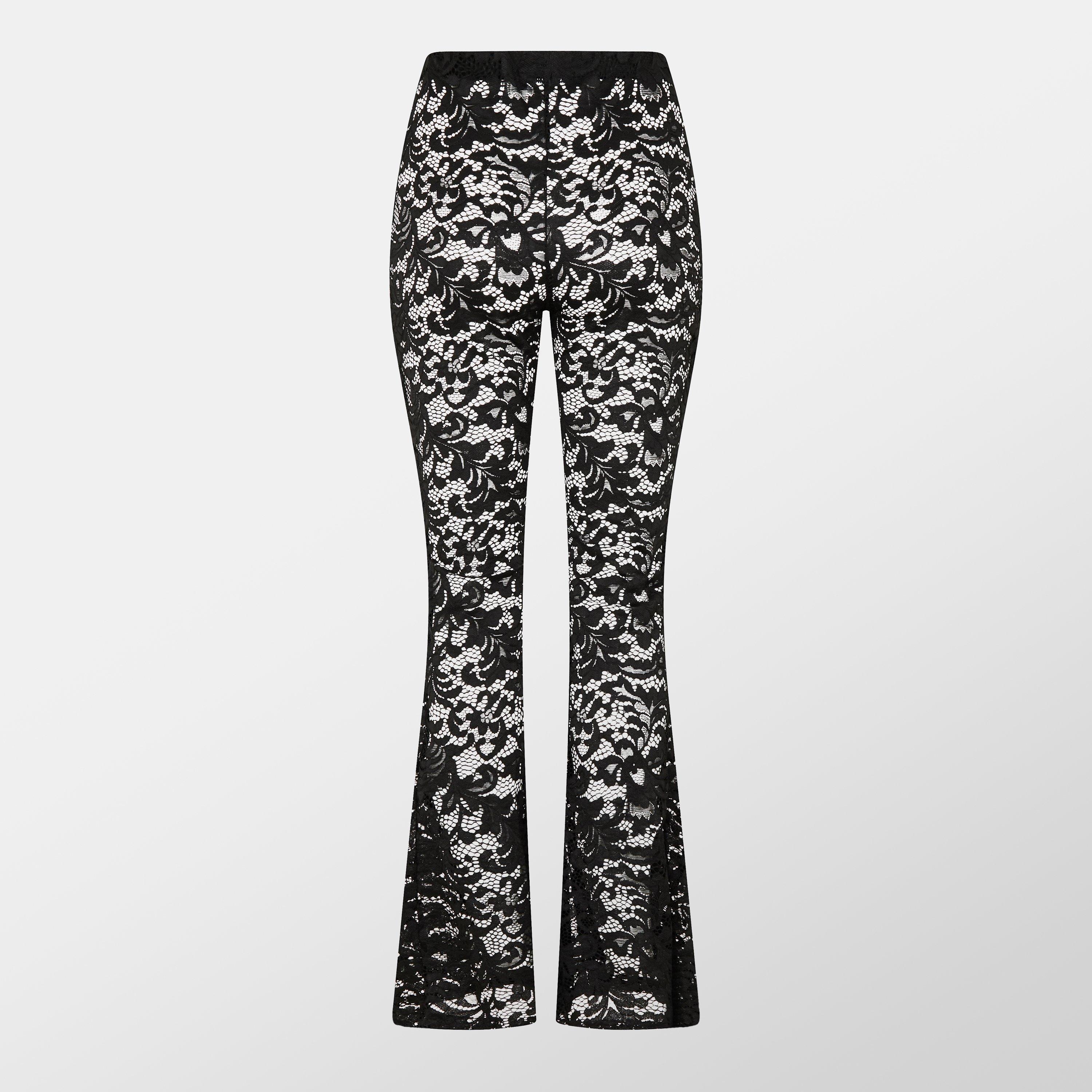Black - Missy Empire - Lace Flared Trousers Womens - 2