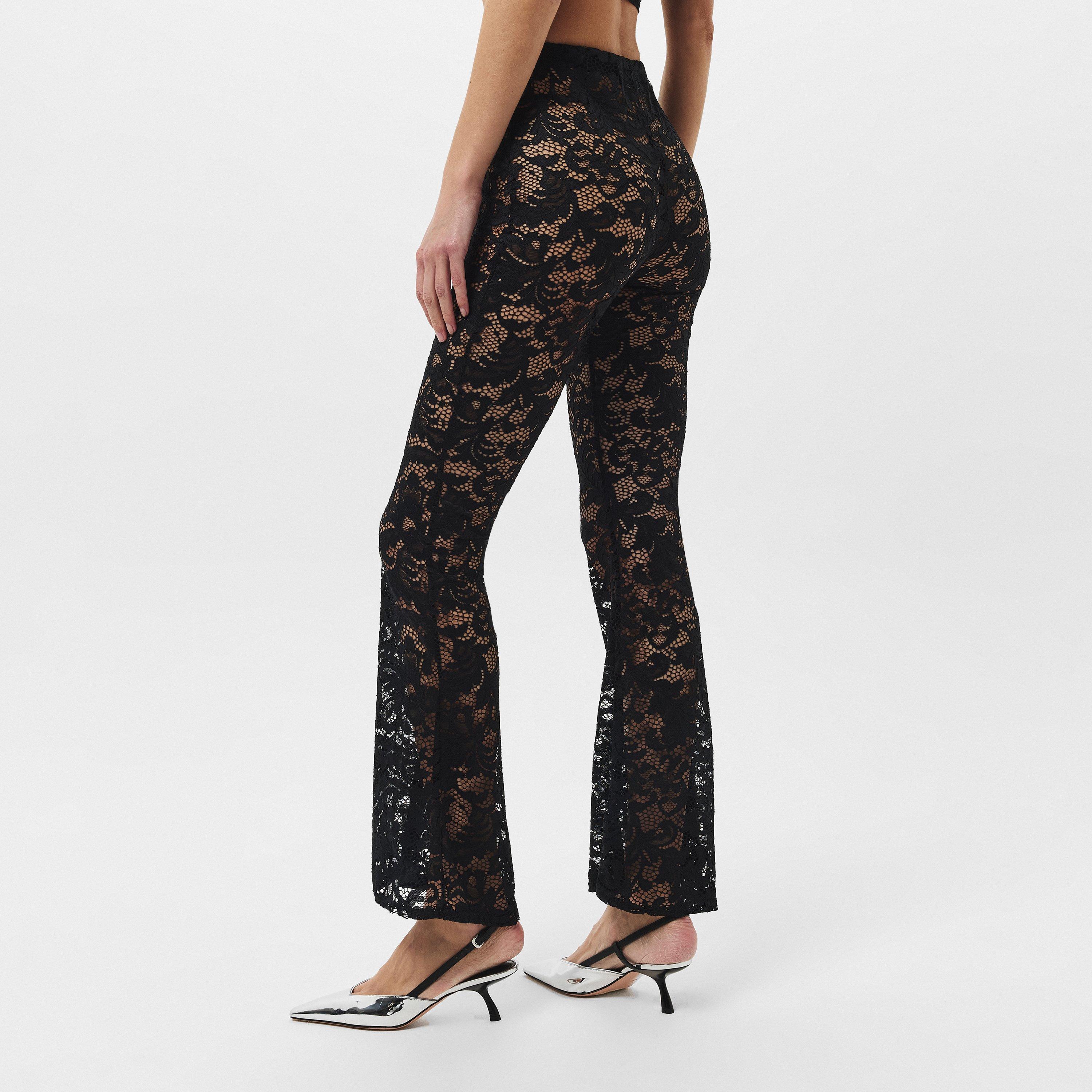 Black - Missy Empire - Lace Flared Trousers Womens - 4