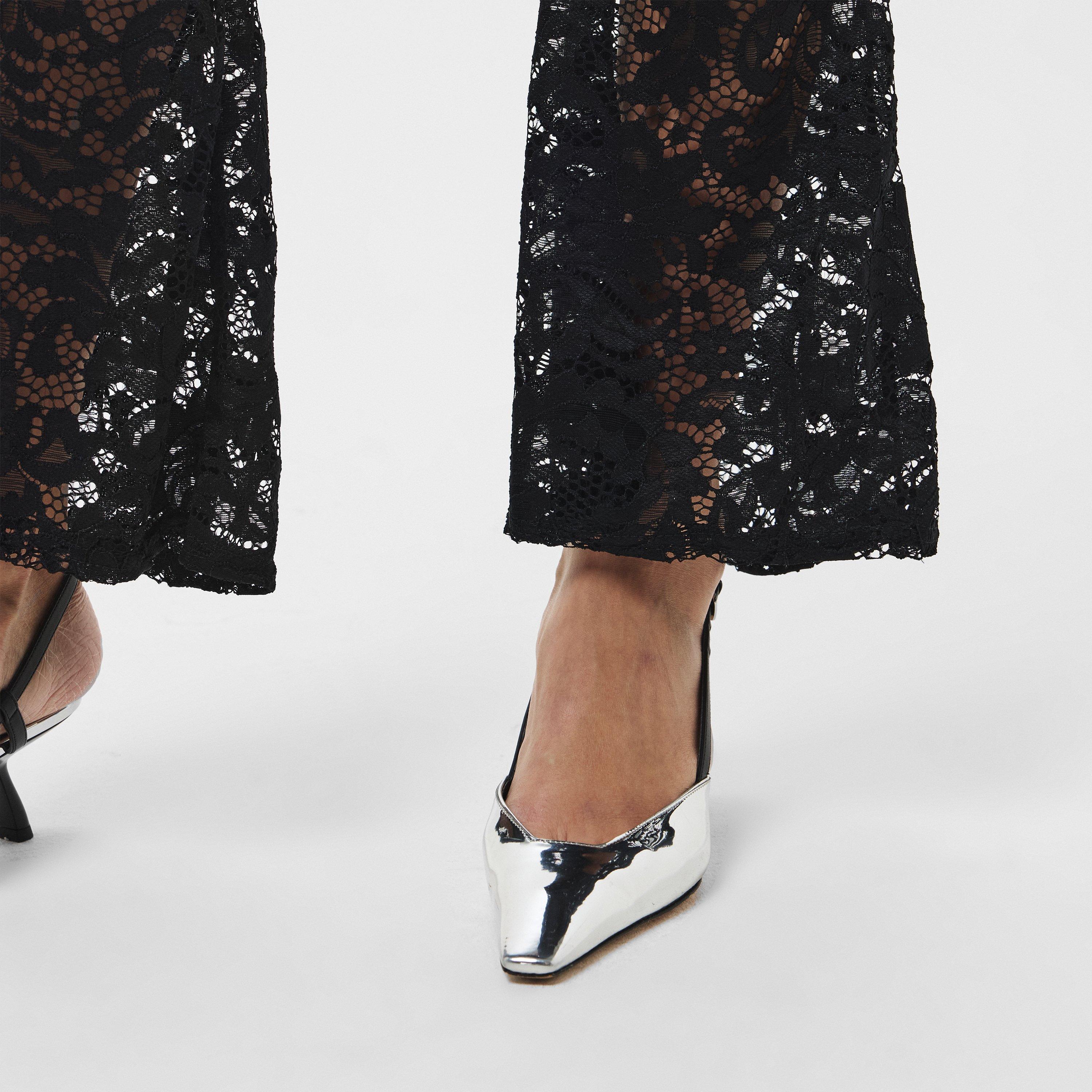 Black - Missy Empire - Lace Flared Trousers Womens - 5