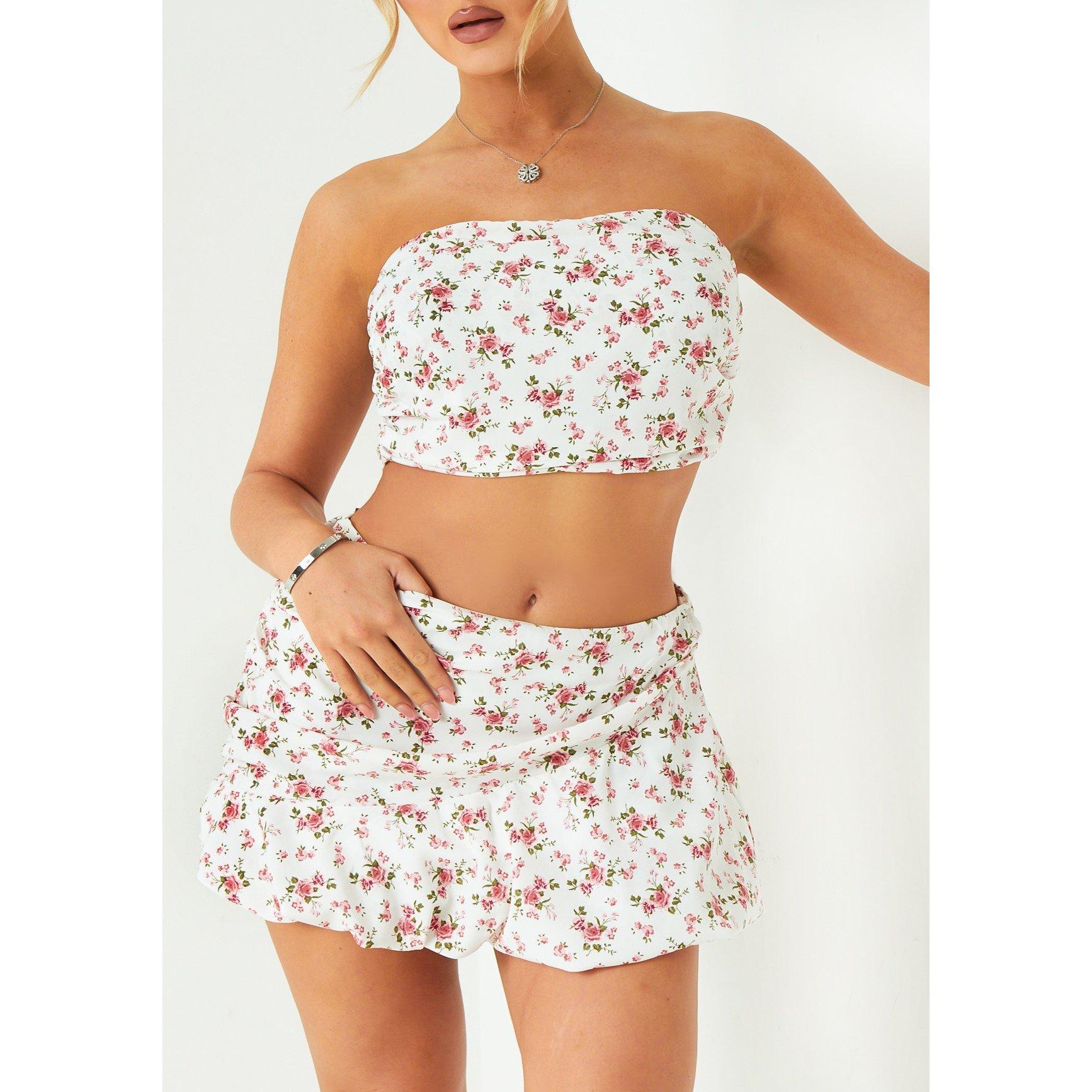 Wit - Missy Empire - Floral Printed Ruched Bandeau Top - 3