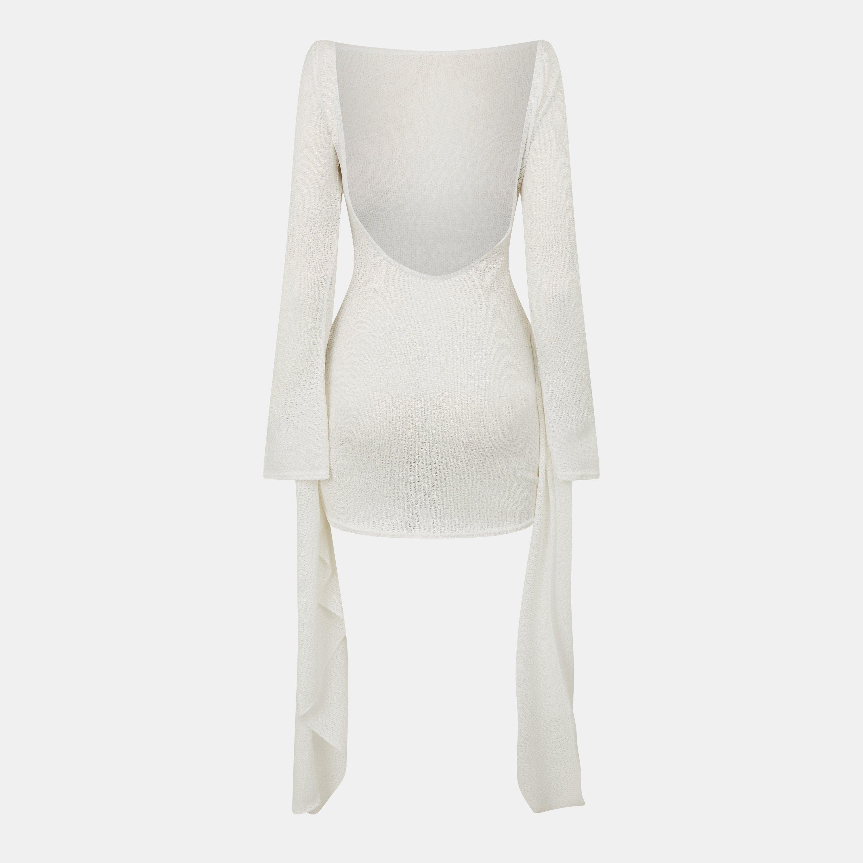 Kremasto - Missy Empire - Textured Tie Detail Mini Dress Womens - 2