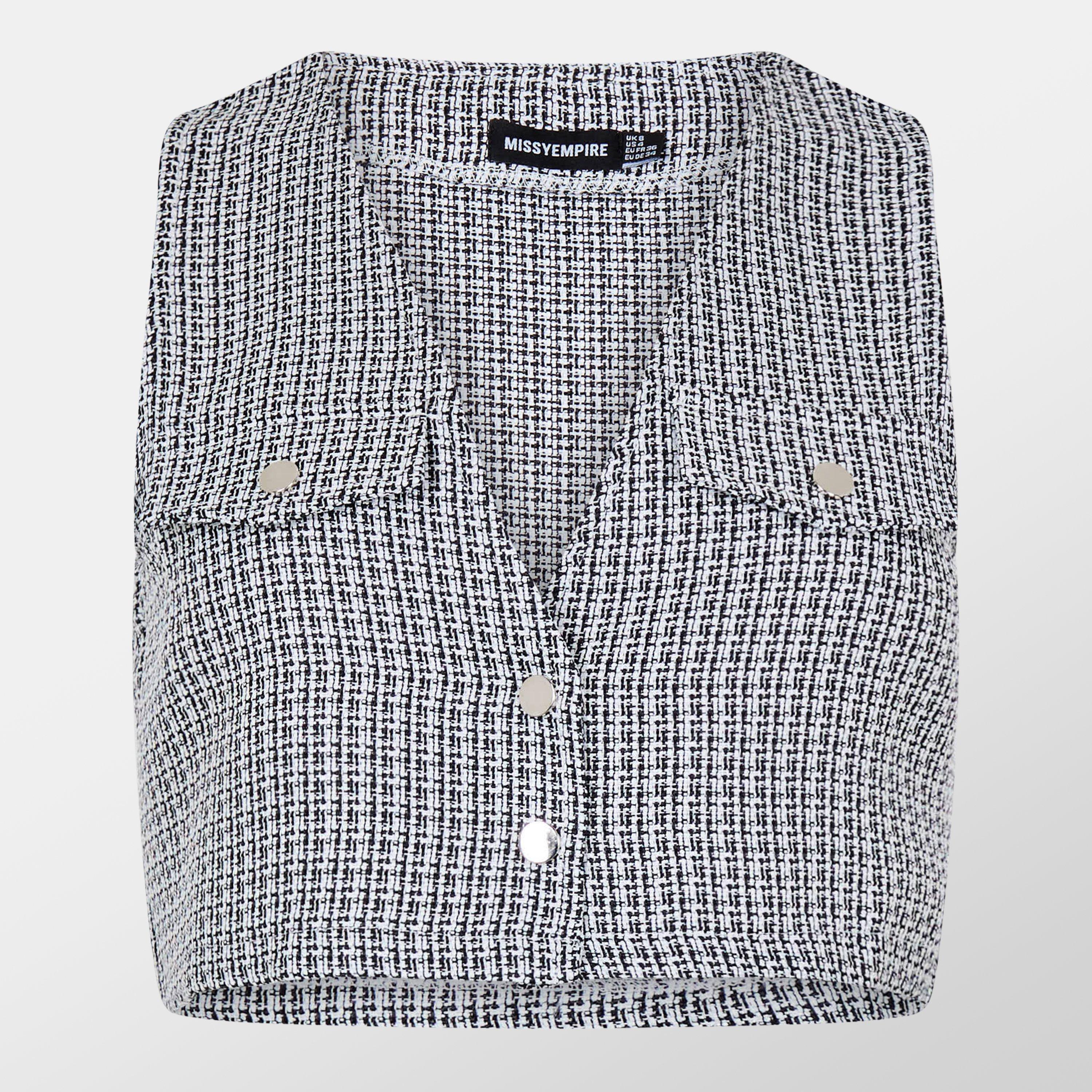 Black - Missy Empire - Boxy Boucle Crop Top - 1