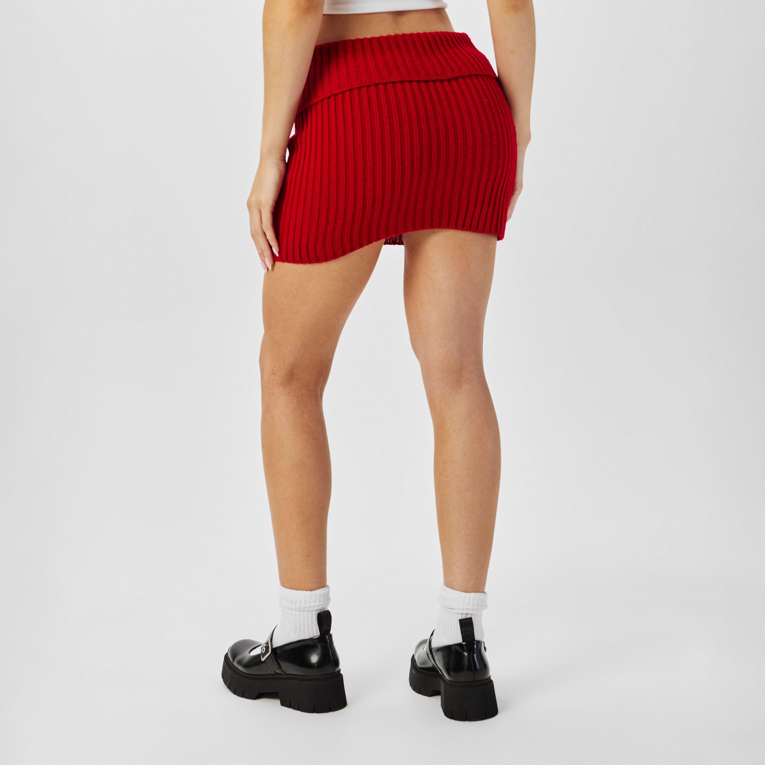 Rød - Missy Empire - Knitted Fold Down Skirt Womens - 4