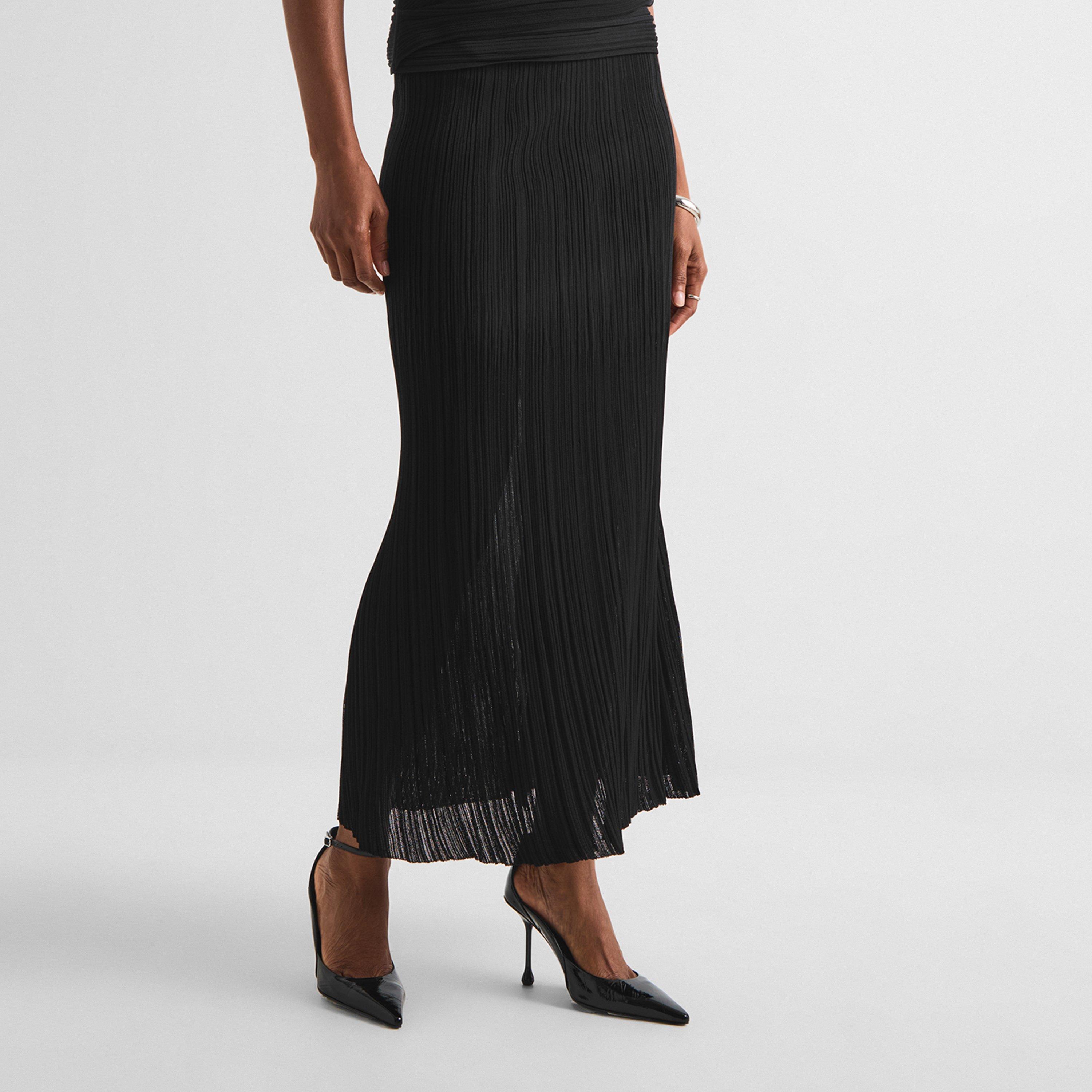Black - Balmain - Women's Pleated Viscose High-Waisted Maxi Skirt - 3